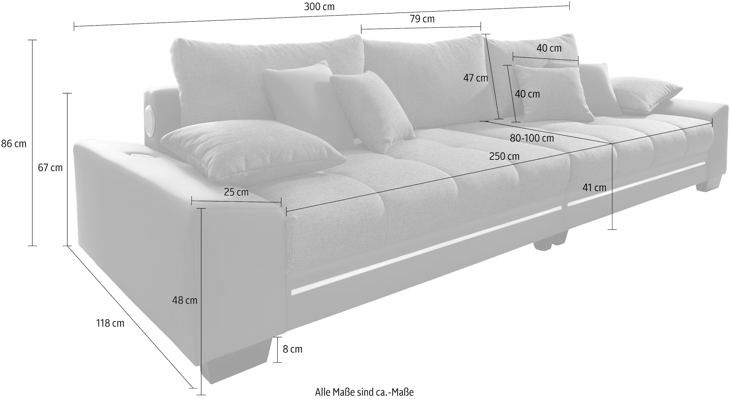 OTTO RGB-Beleuchtung mit »Nikita«, Big-Sofa Belastung/Sitz), Mr. Couch kaufen (140kg bei mit Kaltschaum wahlweise
