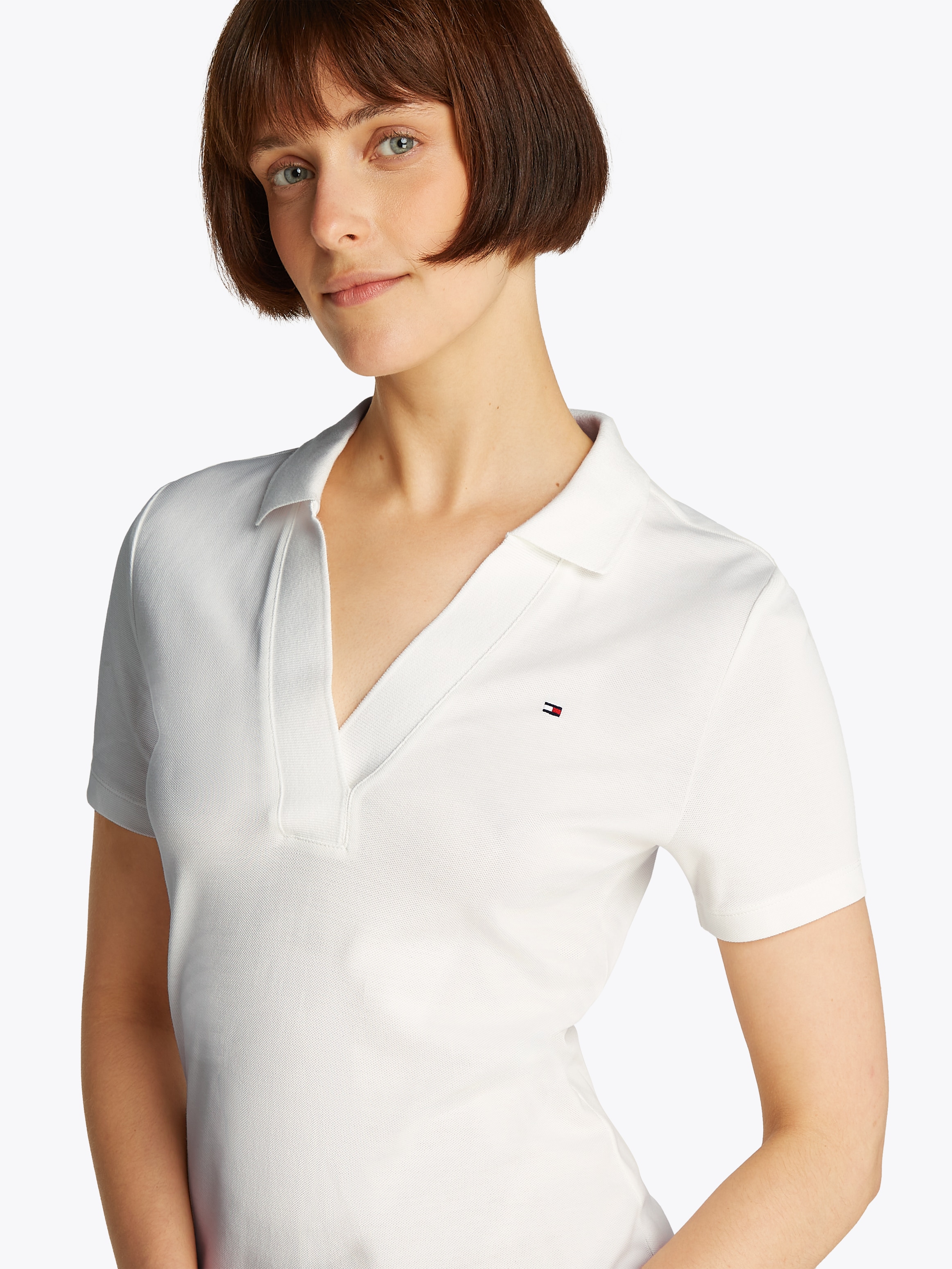 Tommy Hilfiger Polokleid »SLIM OPEN NK POLO DRESS SS«, mit gestickter Tommy Hilfiger Flagge