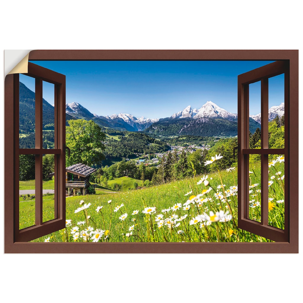 Artland Wandbild »Fensterblick Bayerischen Alpen«, Berge, (1 St.)