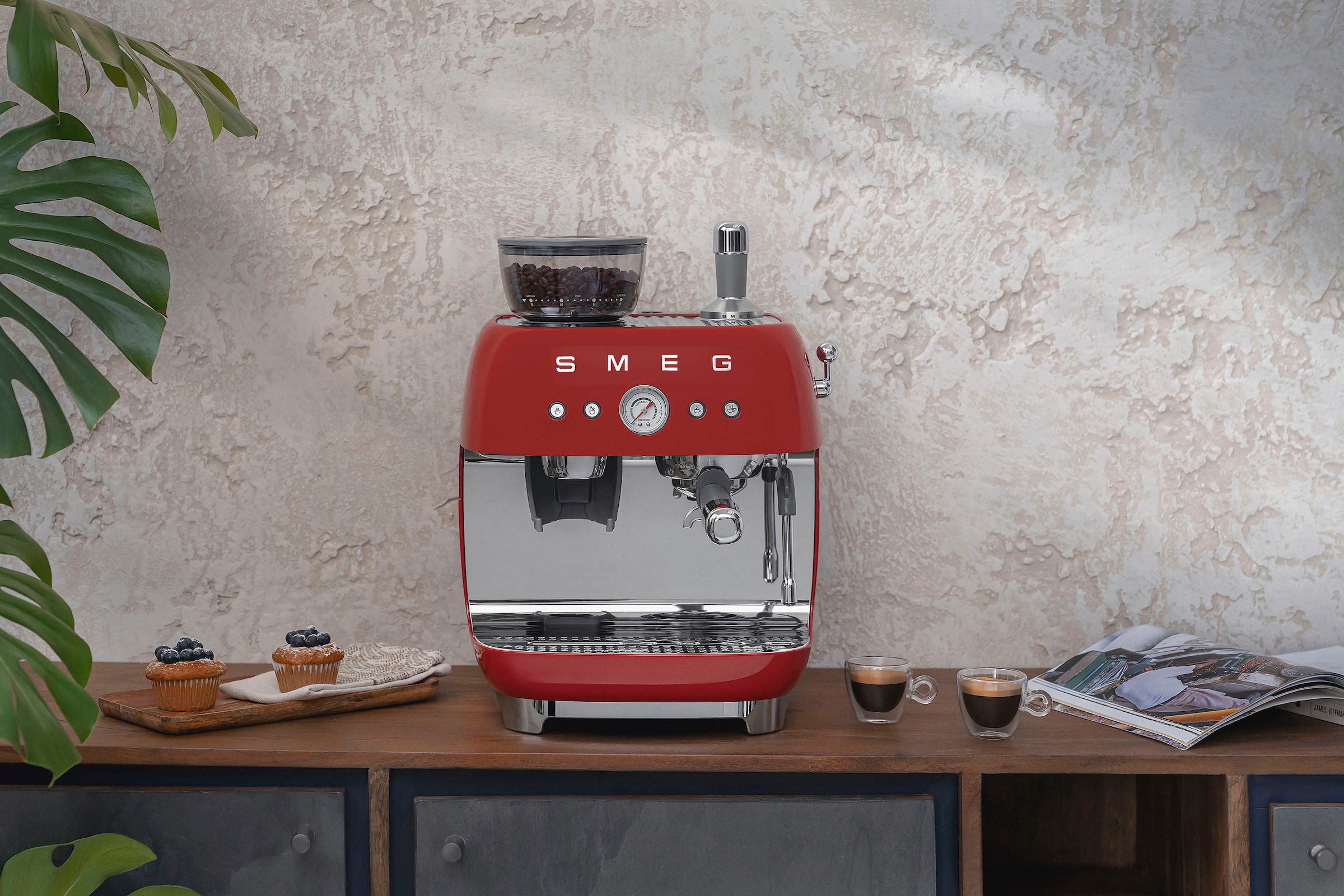integrierter Espressomaschine bei bestellen »EGF03RDEU«, jetzt Kaffeemühle Smeg OTTO mit