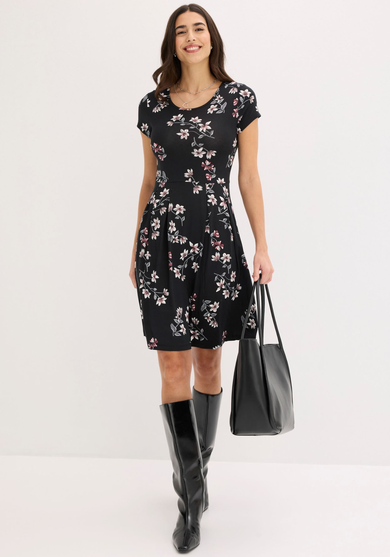 bonprix Jerseykleid »Jerseykleid aus Viskose-Mix« 1 tlg. für sommerliche Tage, aus Viskose-Mix, ausgestellte Passform