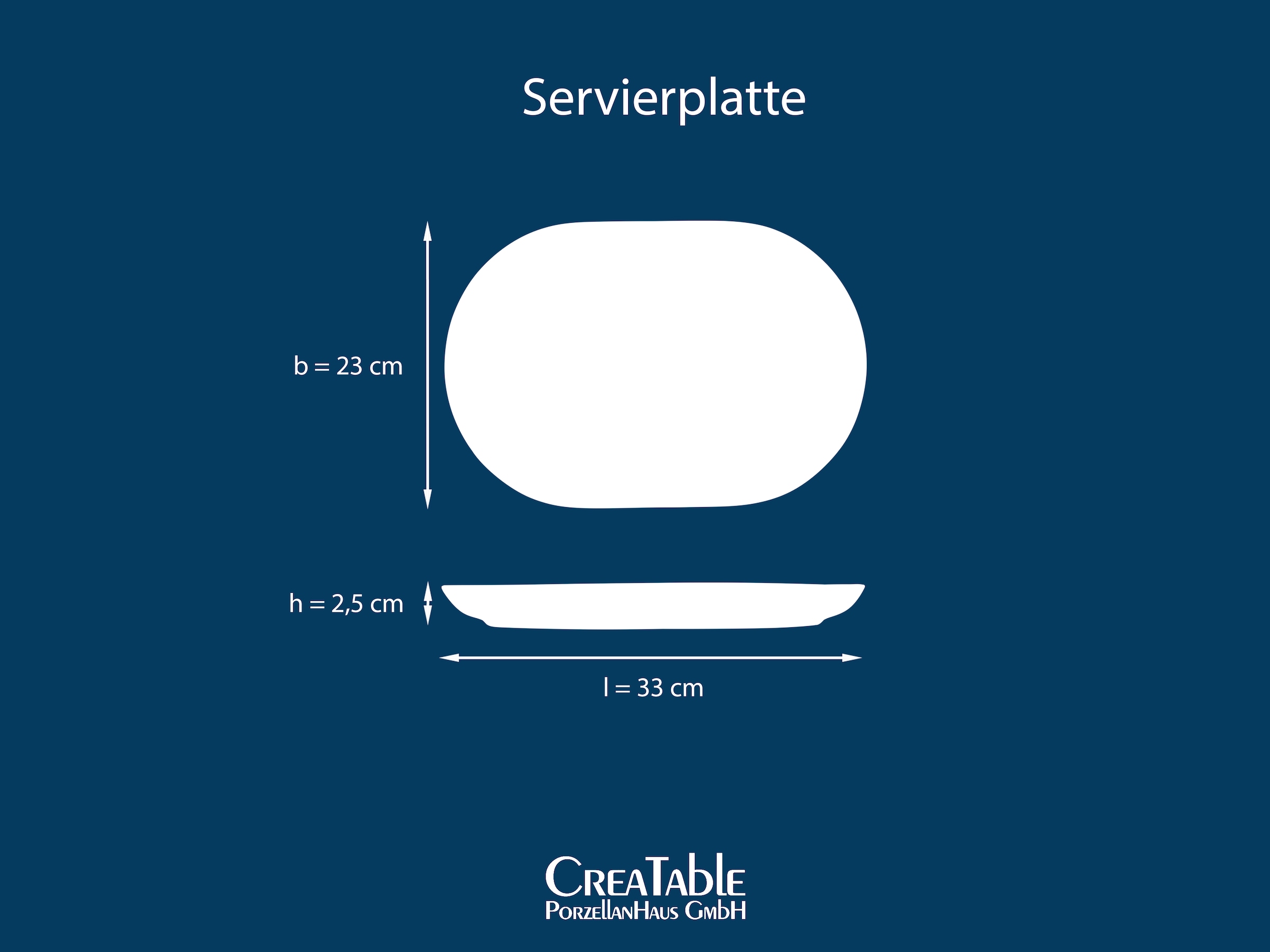 CreaTable Servierplatte »Uno, Servier-Platte oval« Seidenmatte Spezialglasur, Harmonisch ausbalanciert