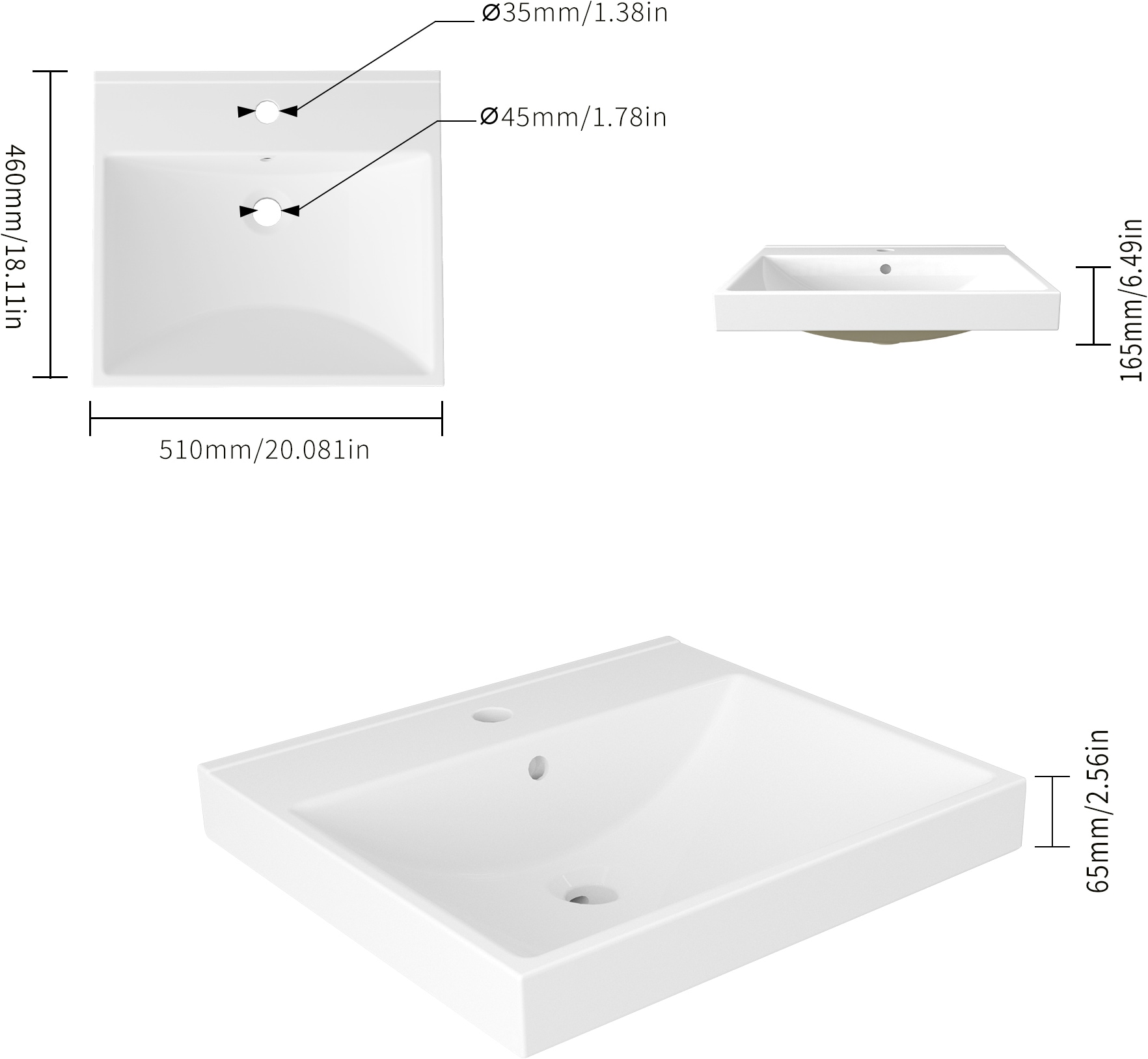 welltime Einbauwaschbecken »Trento Deluxe« Mit Nano Glasur in 51,61,81,101 und 121cm erhältlich.