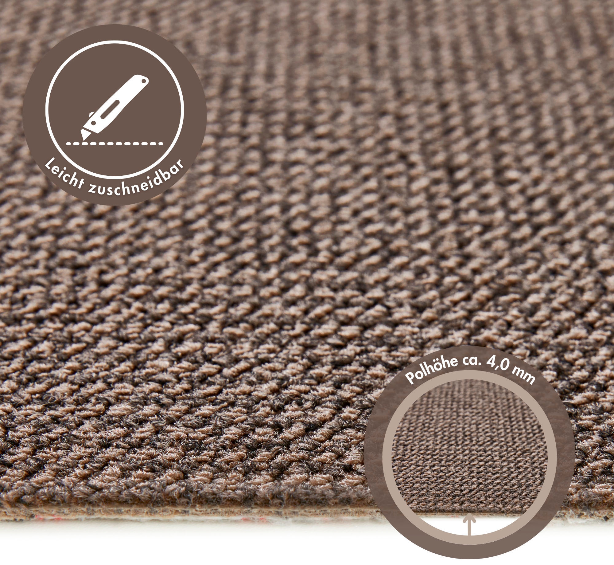 Andiamo Teppichboden »Tulsa, Schlinge, Made in Belgium«, rechteckig, 6 mm Höhe, meliert, Breite 400 cm oder 500 cm, strapazierfähig & pflegeleicht
