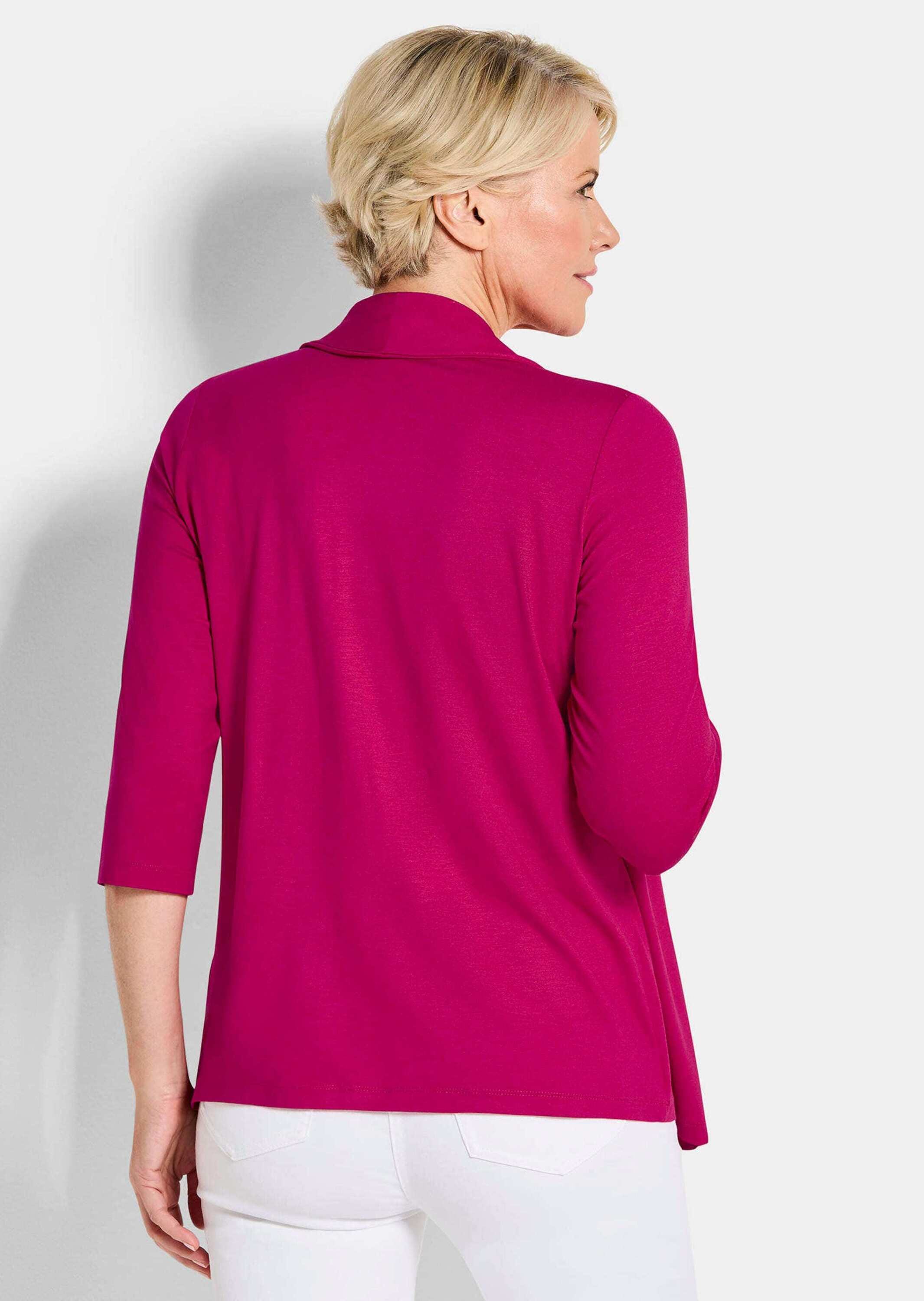 GOLDNER Langarmshirt »Kurzgröße Viskoseshirt in Twinset-Optik« Ton in Ton Hotfixe am Druck