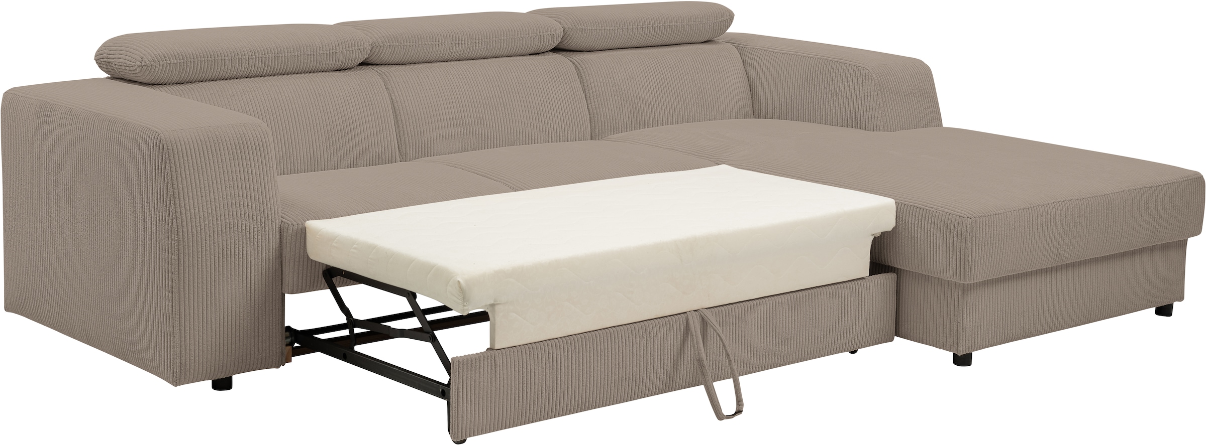 WERK2 Ecksofa »Cherry, modernes Sofa mit Komfortfunktionen, Breite 270cm, L-Form,«, bequem, mit verstellbaren Kopfteilen, Schlaffunktion und Bettkasten