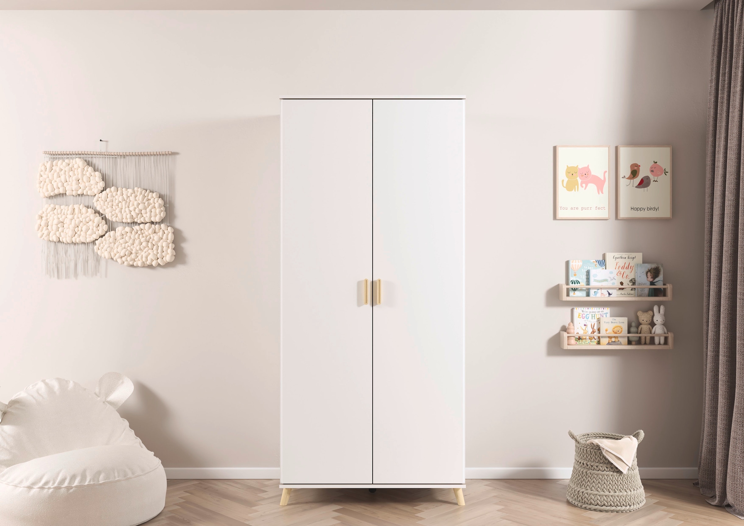 rauch Kleiderschrank »Ottos Choice Skandi Kinderzimmer Bestseller Schlafzimmerschrank FALUN« Breite 92/137/182, Höhe 203 cm,  im modernen Skandi-Look, Füße/Griffe Eiche massiv MADE IN GERMANY