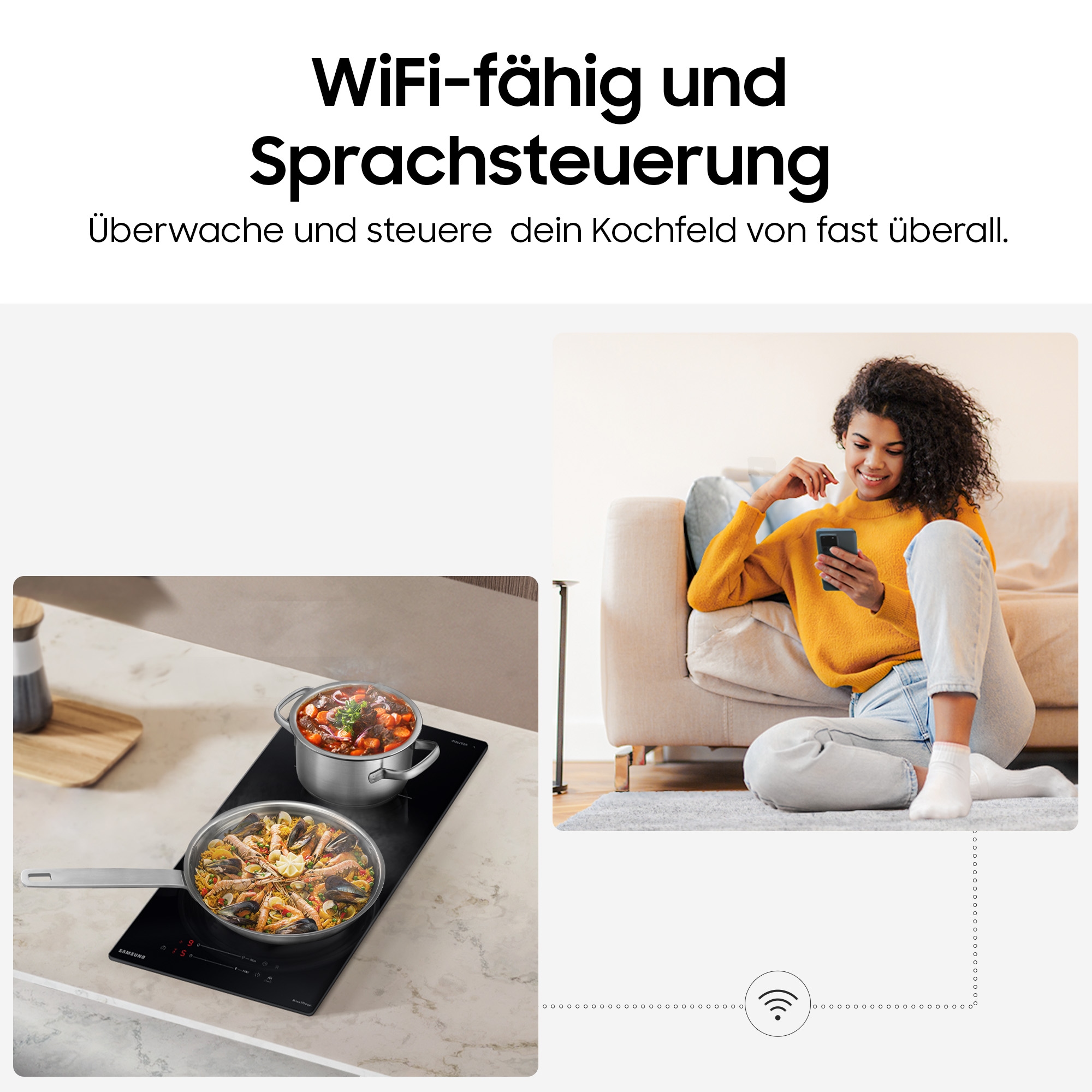 Samsung Flex-Induktions-Kochfeld »NZ64B5046JK/U1« Mehr Flexibilität und viel Platz deine Pfannen & Töpfe. Mit WiFi