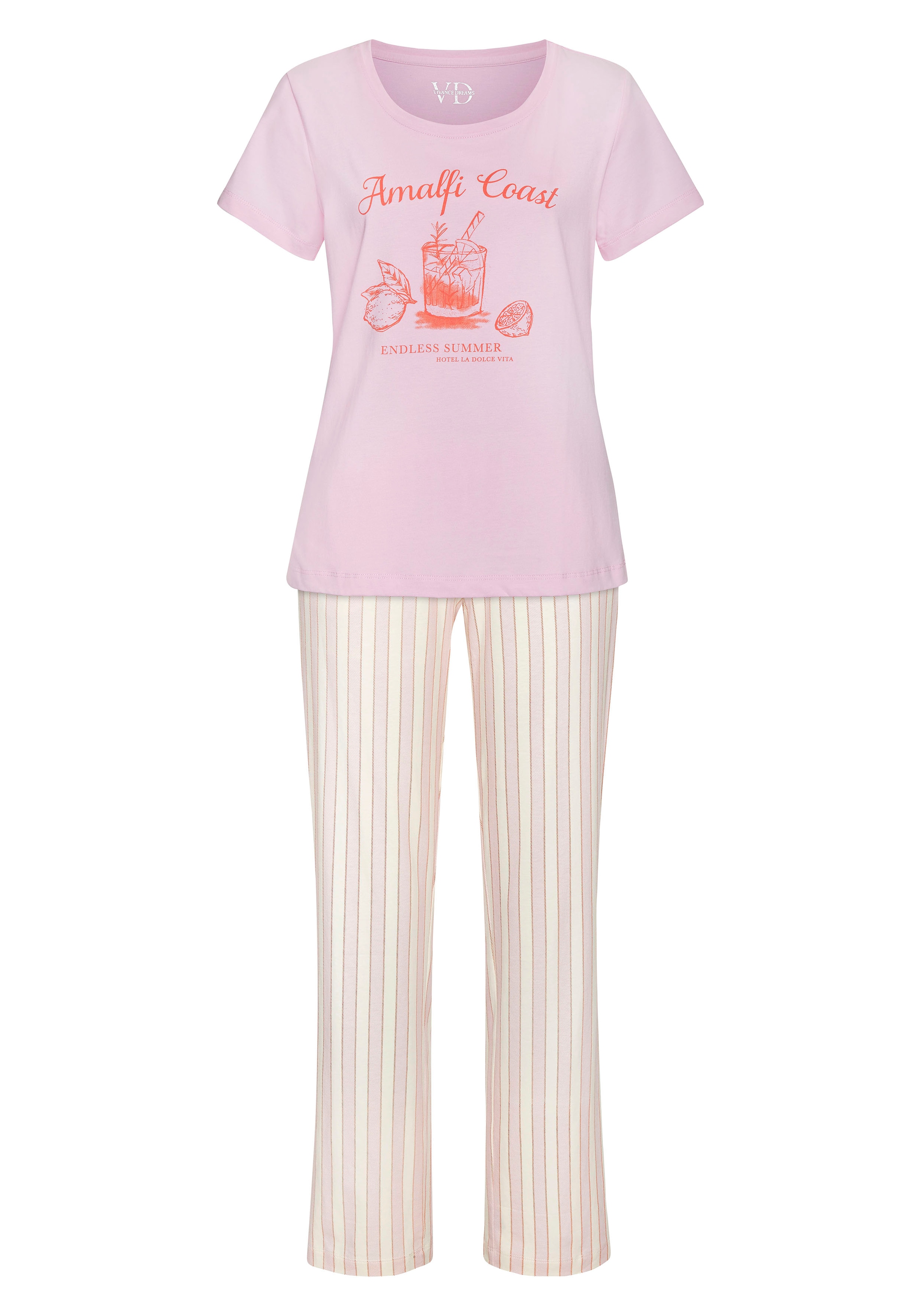 Vivance Dreams Pyjama Set, 2-teilig, 2 tlg. Zartes Streifenmuster