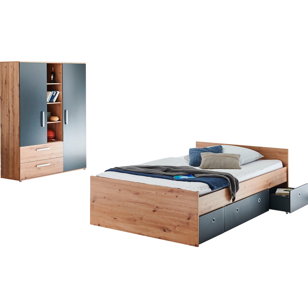 arthur berndt Jugendzimmer-Set »Alessio«, (Set, 3 St., Bett und Kleiderschrank)