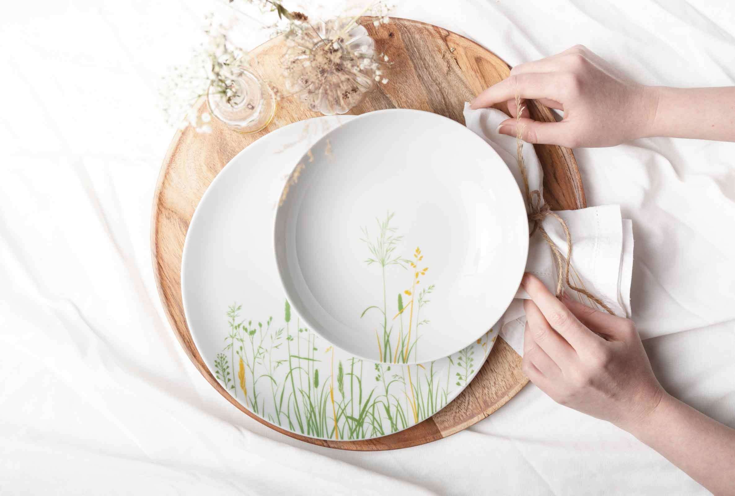 Seltmann Weiden Geschirr-Set »Teeservice Liberty Meadow Grasses 18er Set gelb« Spülmaschinenfest, Mikrowellensicher, Ofenfest