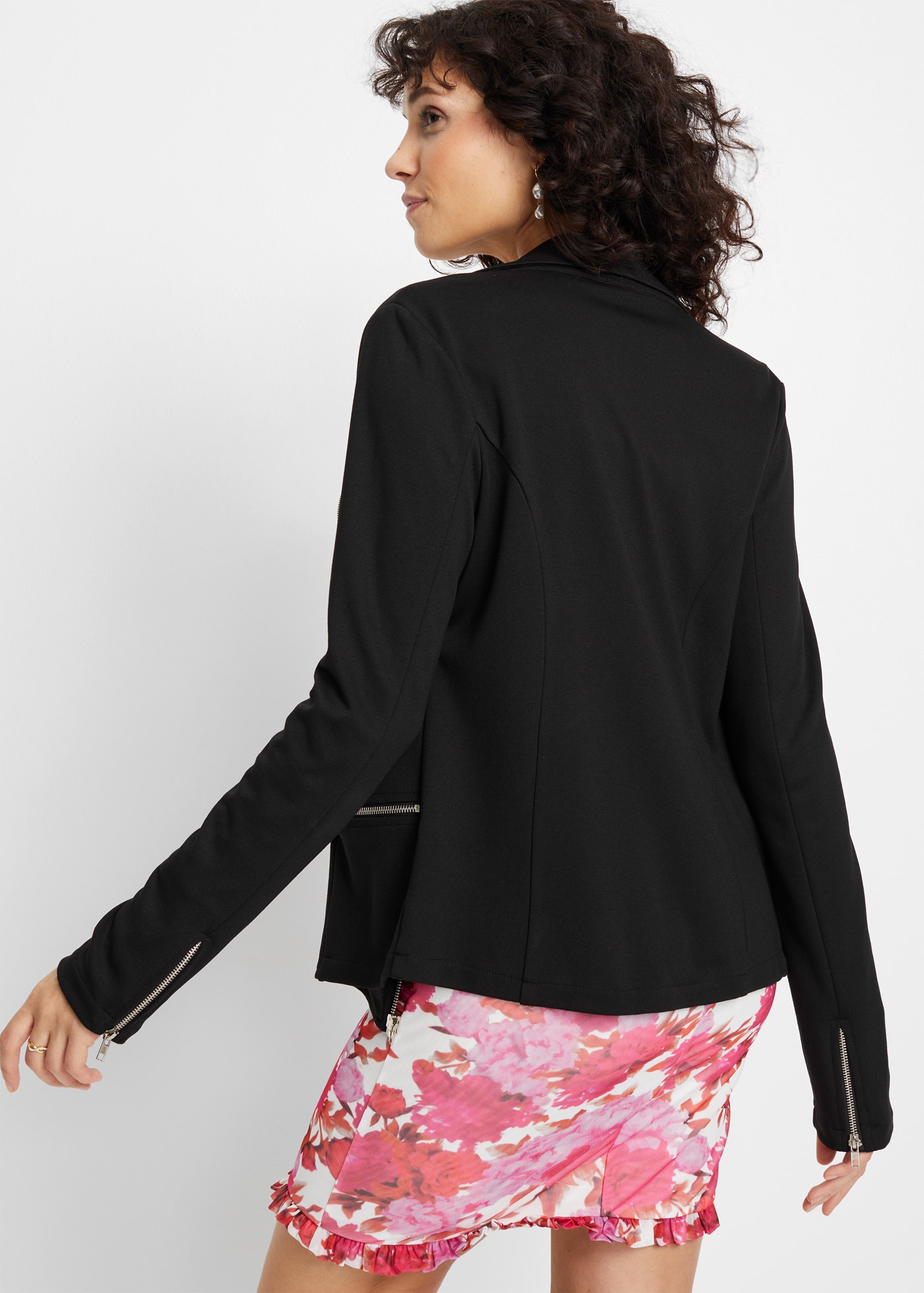 bonprix Sweatjacke »Biker-Shirtjacke aus Viskose-Mix« Biker-Shirtjacke aus Viskose-Mix