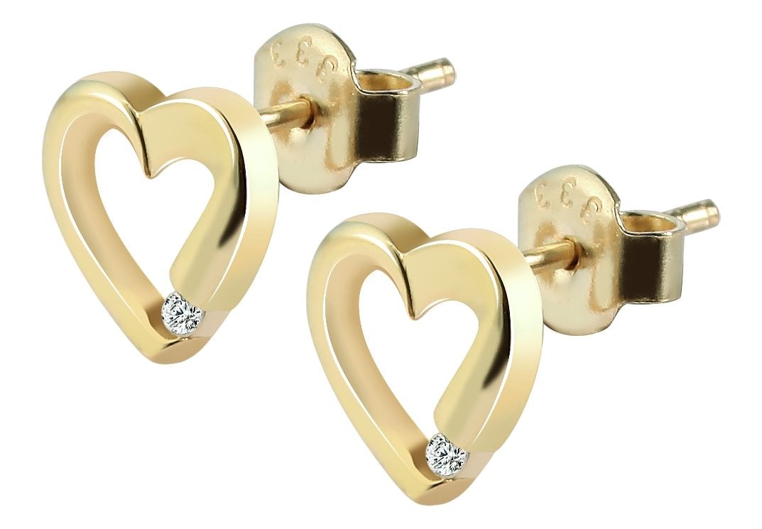 Adelia´s Paar Ohrstecker »333 Gelbgold Ohrringe Ohrstecker Herz mit funkelnden Zirkonia« Herz, goldfarben
