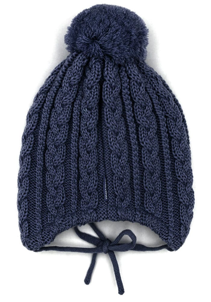 MAXIMO Strickmütze mit Zopfstrickmuster mit Pompon und Bindeband