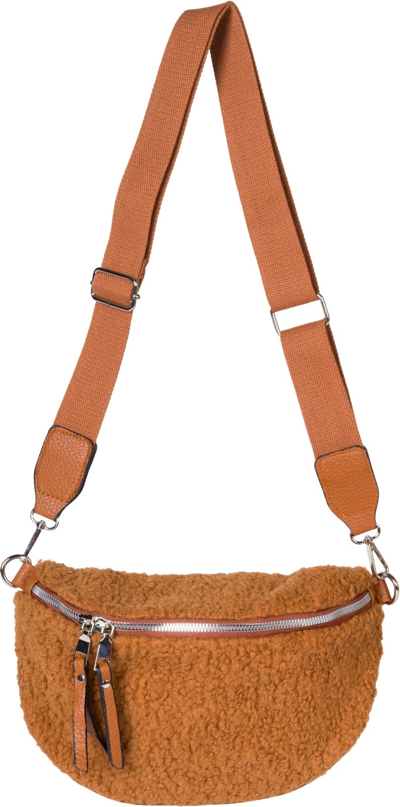 styleBREAKER Umhängetasche »Teddyfell Halbmond Crossbody Bag«