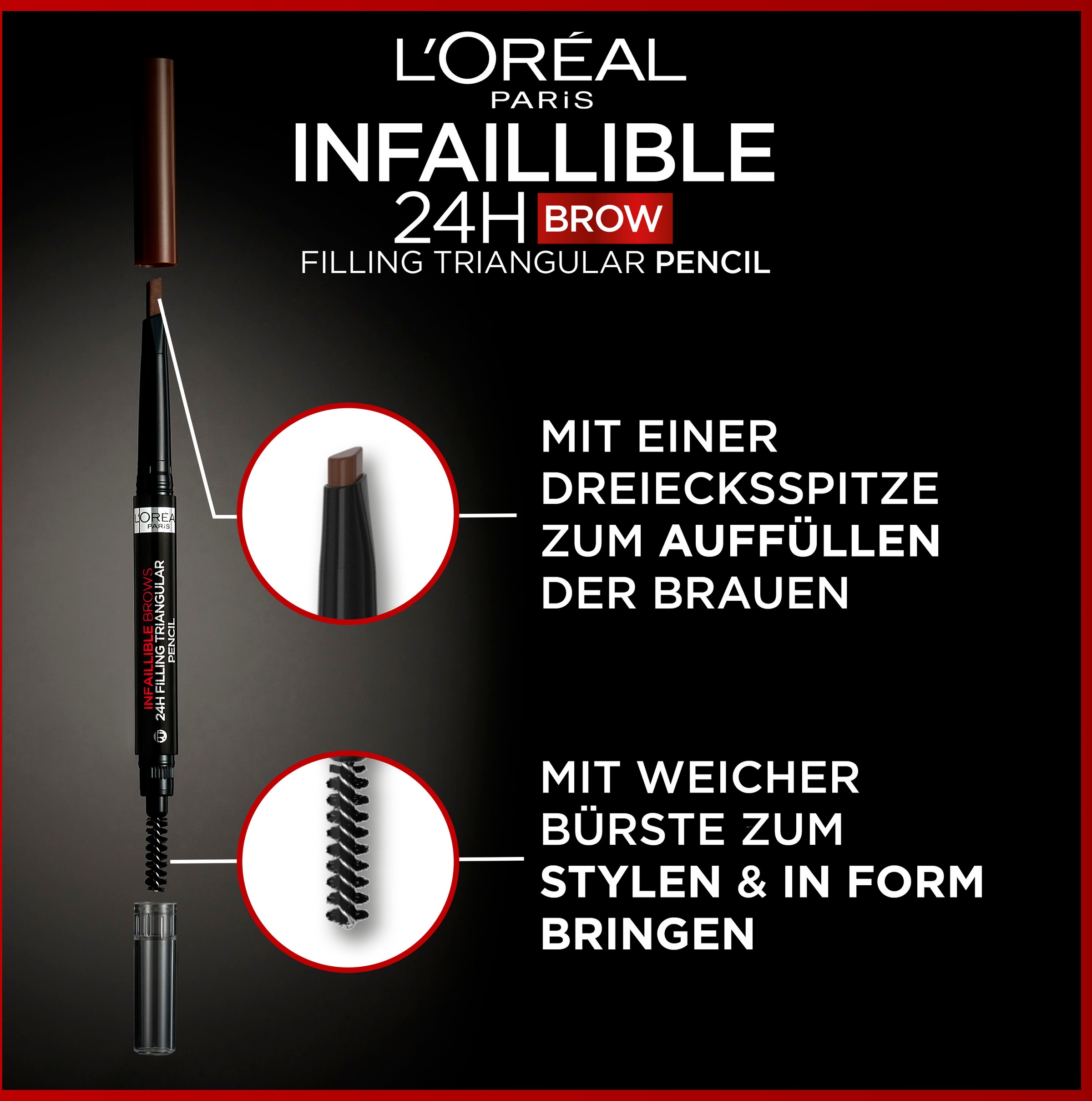 L'ORÉAL PARIS Augenbrauenpflege »Infaillible Brows 24h Pencil« mit sanfter Dreiecksspitze