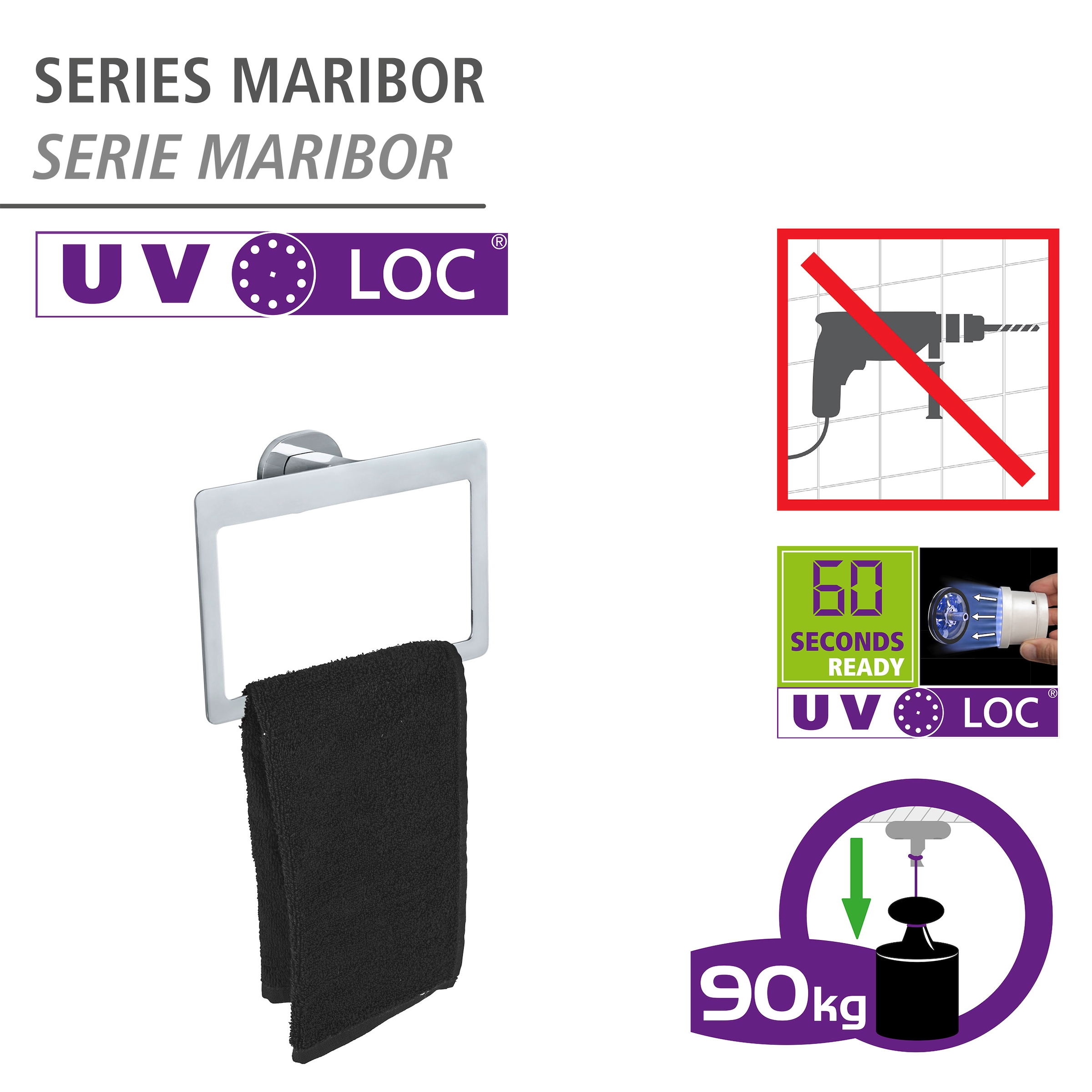 WENKO Handtuchring »UV-Loc® Maribor«, befestigen ohne Bohren
