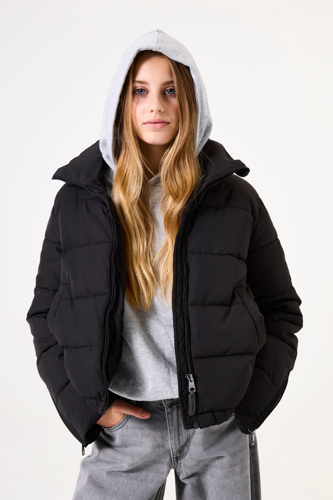 Garcia Mädchen Steppjacke mit Taschen for GIRLS in schwarz, Größe 140/146