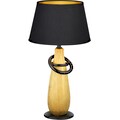 TRIO Leuchten Schreibtischlampe »Thebes«, E14, 1 St., Nachttischlampe, Tischlampe golfarbig, Stoffschirm in schwarz/gold, Leuchtmittel wechselbar E14