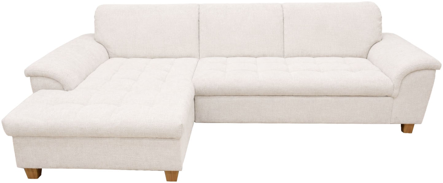 OTTO home Ecksofa »Eggery 279 x 162 cm, auch mit Schlaffunktion & Bettkasten, Holzfüße« L-Form, aus pflegeleichtem Luxus-Microfaser