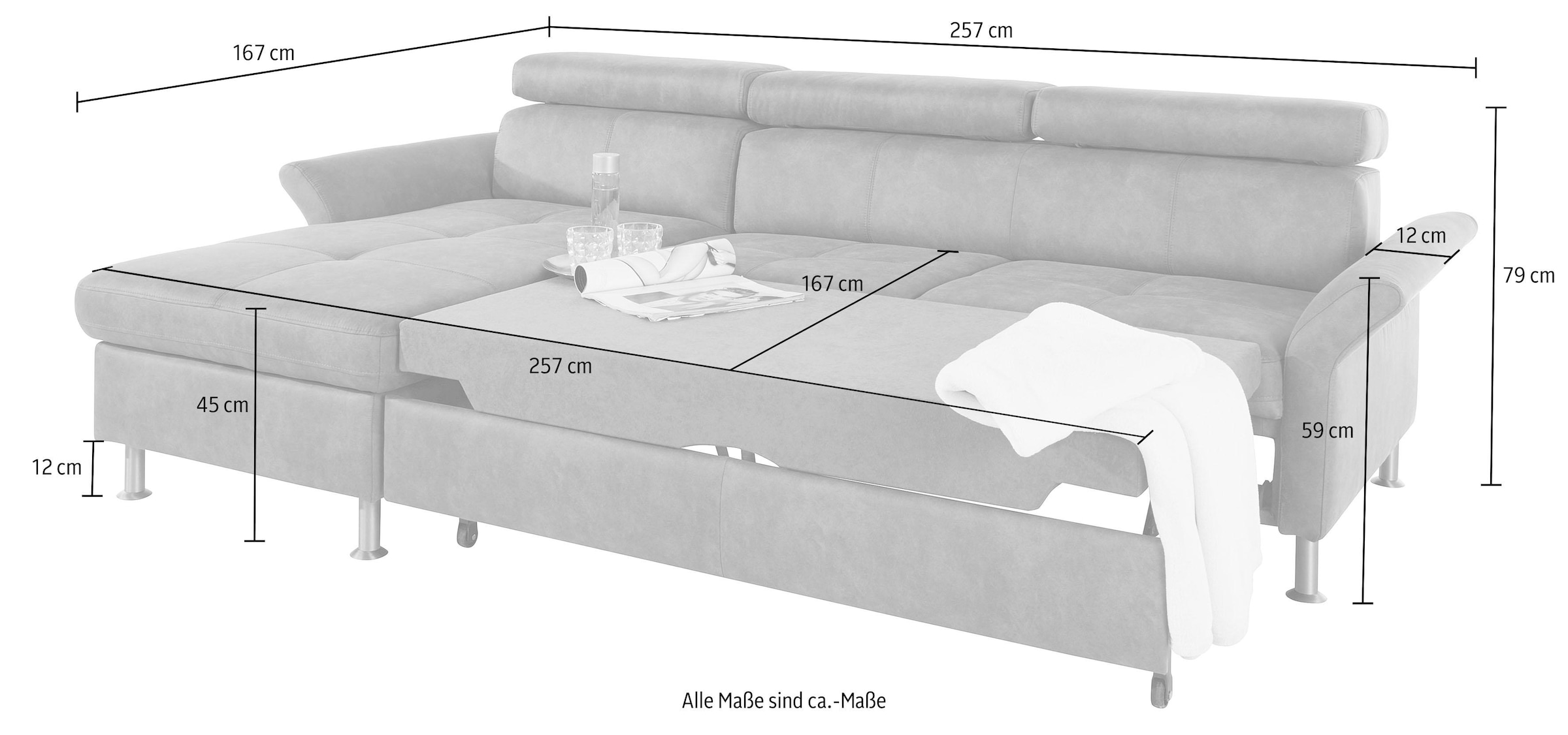 exxpo - sofa fashion Ecksofa »Maretto, L-Form«, inkl. Kopf- bzw. Rückenverstellung, wahlweise mit Bettfunktion