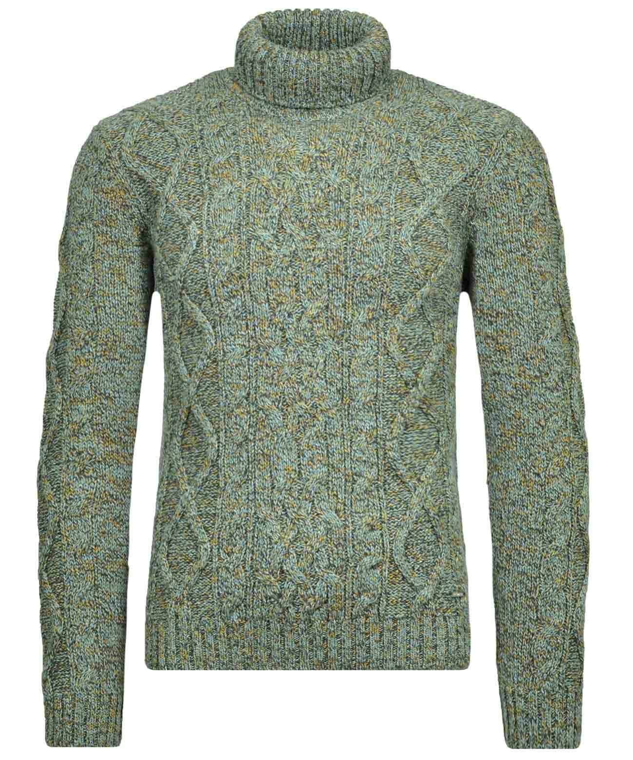 Ragman Herren Rollkragenpullover in grün, Größe 52