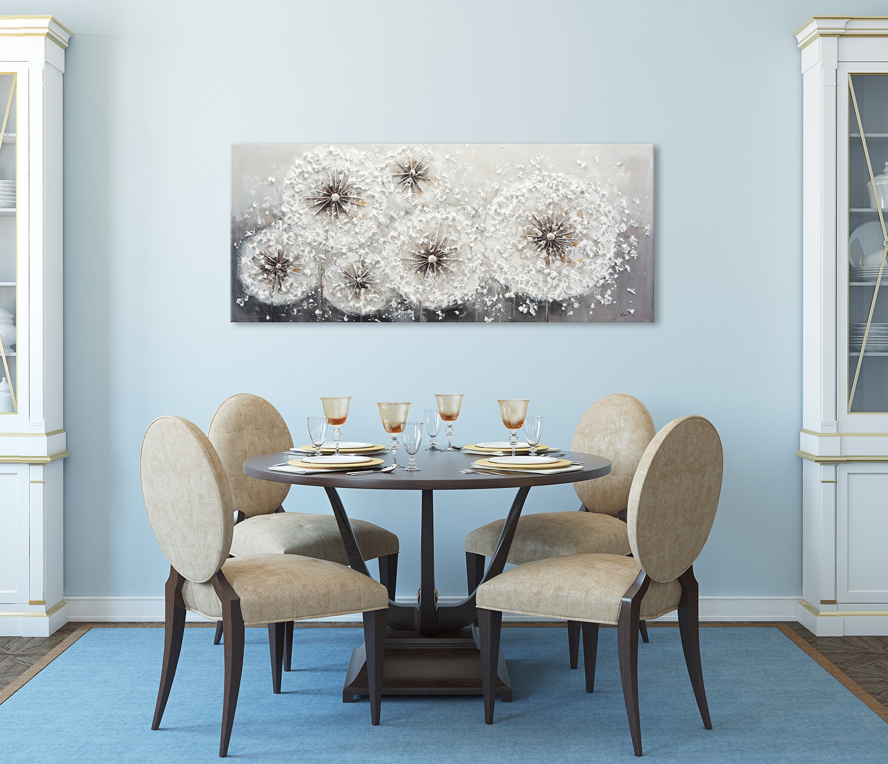 Bönninghoff Ölgemälde »handarbeit PUSTEBLUMEN XXL 60x140 cm – Wandbild Kunst Deko« Blumen | Blumenbilder | Natur 1 Stk. tlg. handgefertigt, jedes Bild ein Unikat