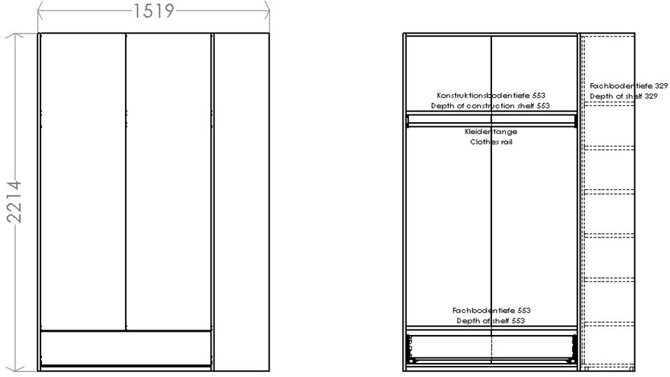 Müller SMALL LIVING Kleiderschrank Schublade, 1«, bei geräumige rechts »Modular Variante Plus Anbauregal montierbar 1 oder links OTTO