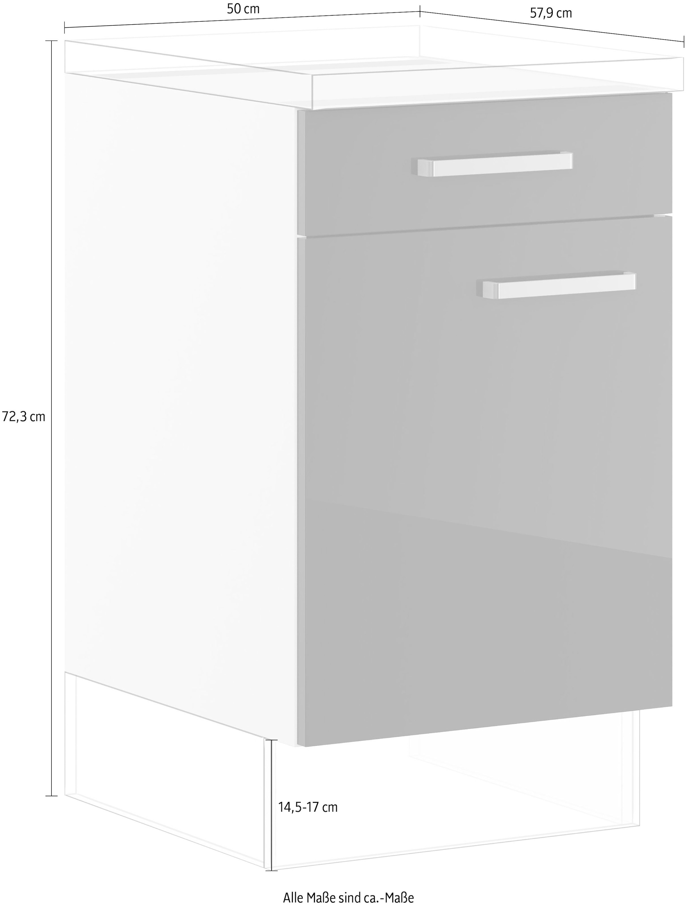IMPULS KÜCHEN Unterschrank »"Turin", Breite/Höhe: 50/72,3 cm, mit Soft-Close«, vormontiert, mit Schubkasten, mit Drehtür
