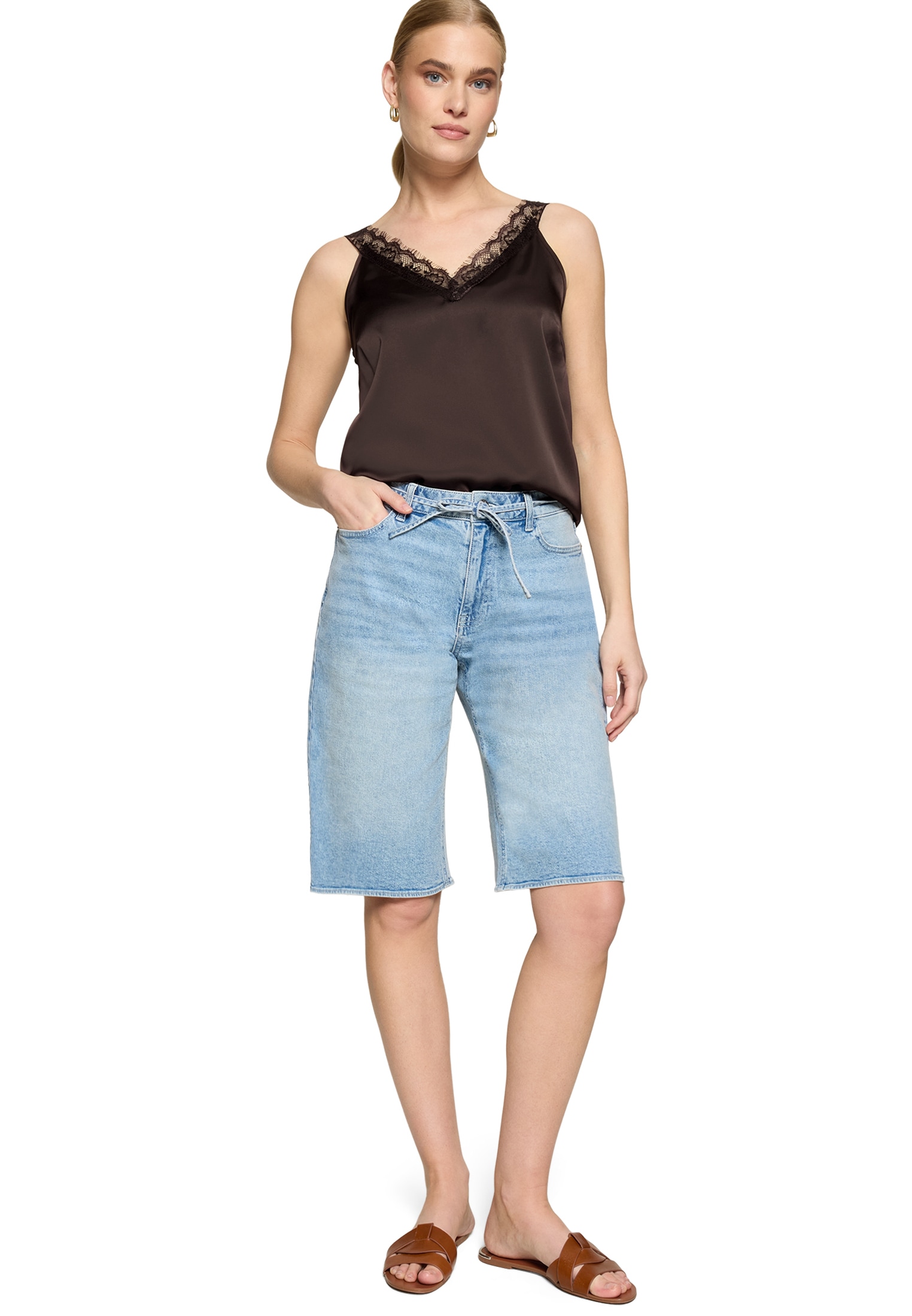 Zero Shorts »Jeansshorts mit Bindegürtel«
