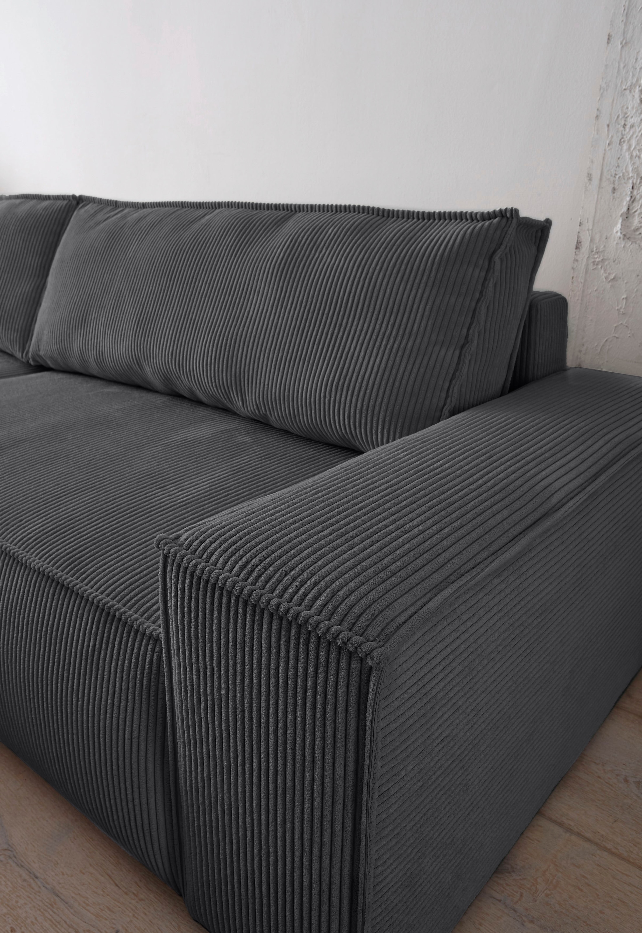 Home affaire Ecksofa »SHERWOOD L-Form, 267 cm - OTTO. Verlässliche Qualität.« Schlaffunktion mit Bettkasten (210x136 cm), Cord, Vintage, Samtvelours
