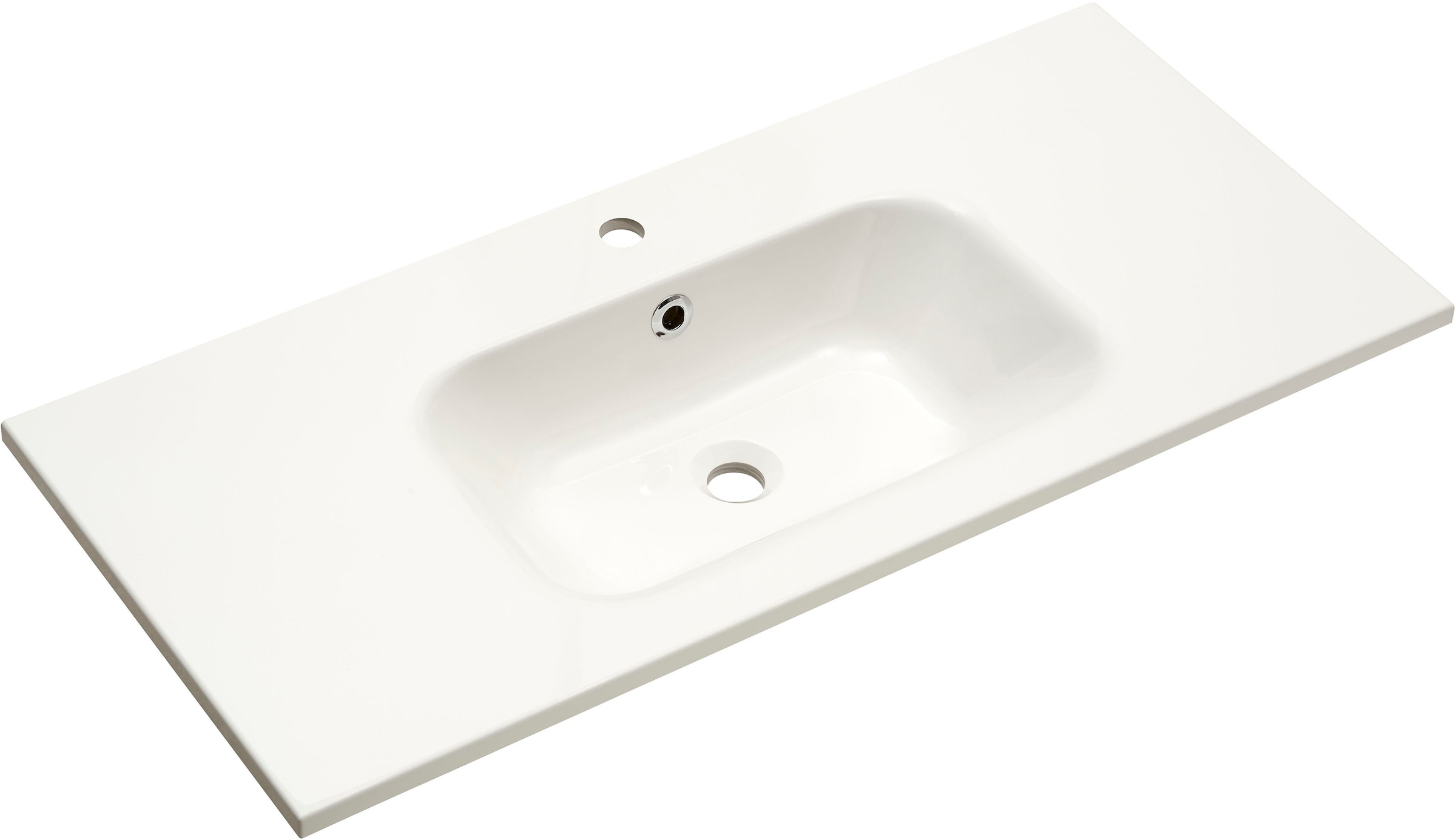 Saphir Badmöbel-Set »Quickset Mineralmarmor-Waschtisch mit LED-Spiegelschrank«, (6 St.), Unterschrank, Hängeschrank, Hochschrank, 9 Türen, 3 Schubladen