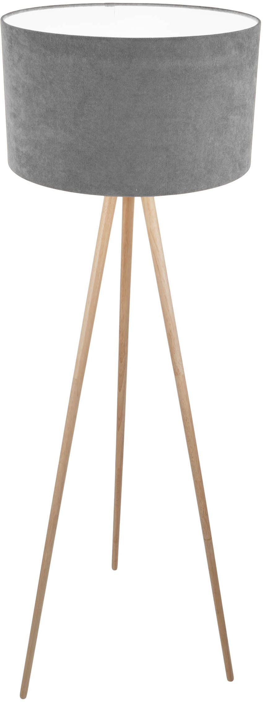 OTTO home Stehlampe »Torell - Dreibein Stehleuchte« E27 1 Stk. Schirm mit Cordbezug, Dreibein aus Holz, 1x E27 exkl., Zuleitung 300cm