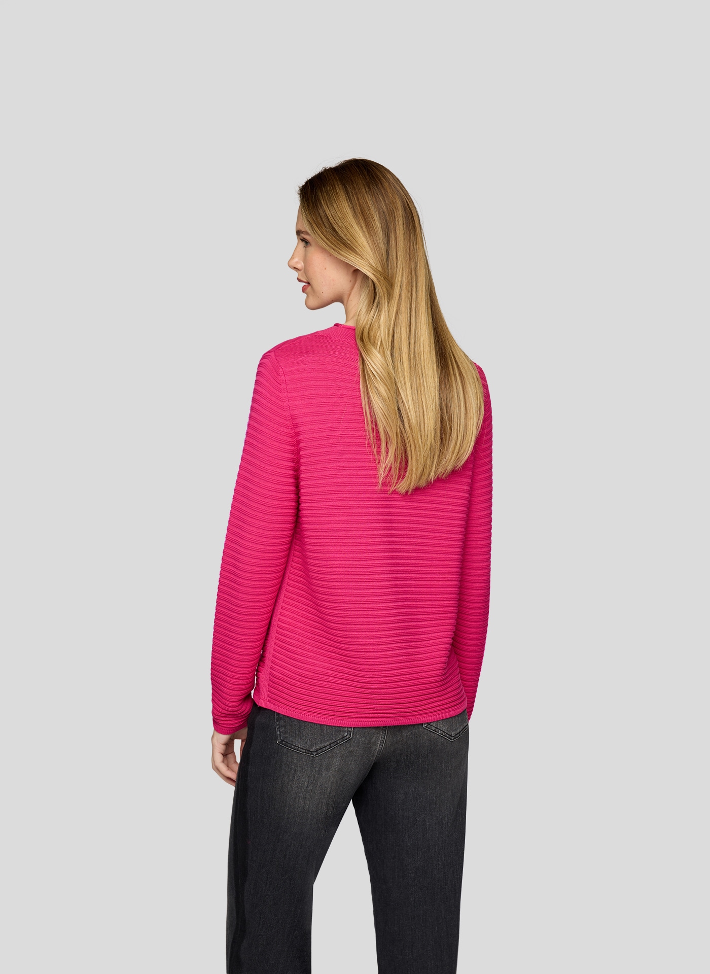 Rabe Rundhalspullover mit Streifen Muster