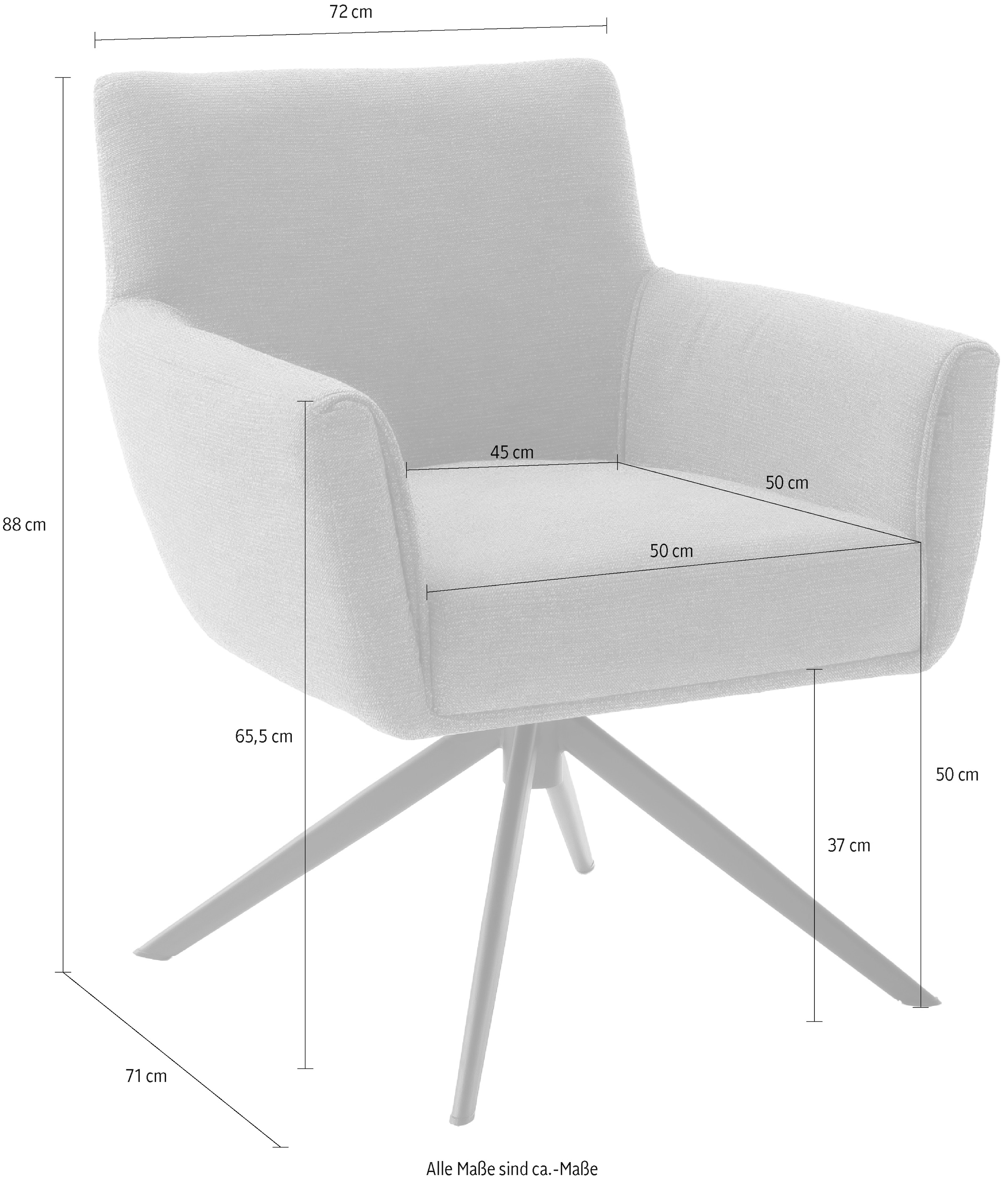 MCA furniture 4-Fußstuhl »WILSON Esszimmerstuhl, Armlehnstuhl, Polsterstuhl, modern«, (Set), 1 St., Leder, Stuhl, Armlehnenstuhl, drehbar, Taschenfederkern, belastbar 160 kg,XXL