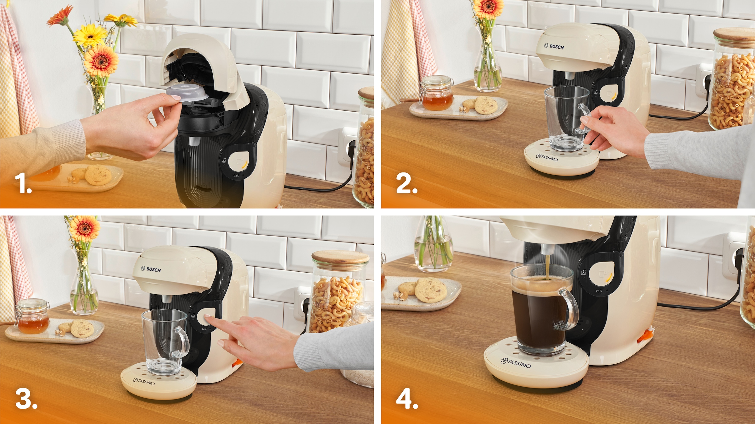 TASSIMO Kapselmaschine »style friendly TAS117E, über 70 Getränke, platzsparend«, nachhaltig, geeignet für alle Tassen, Wassertank 0,7 L, creme/schwarz