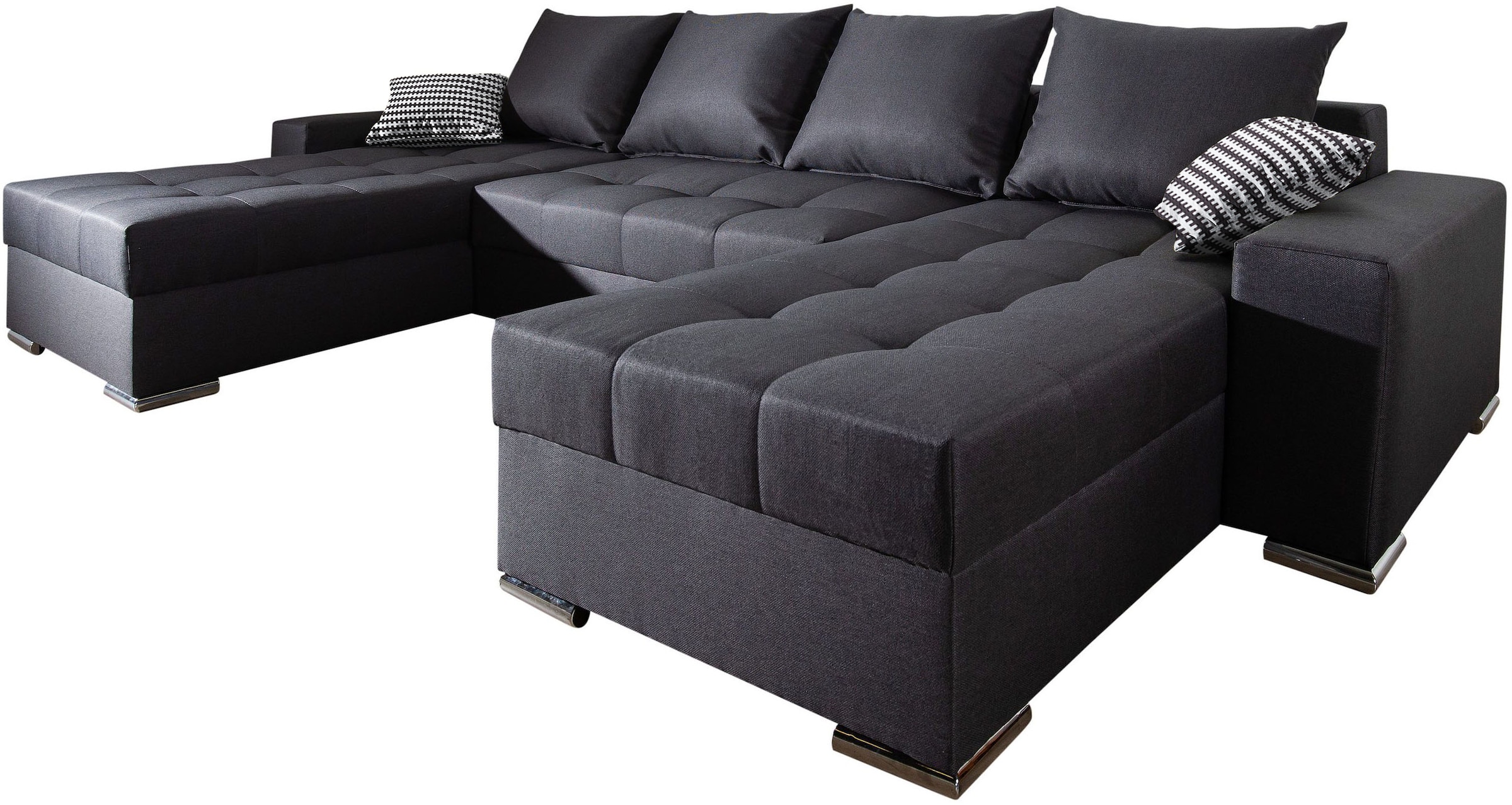 COLLECTION AB Wohnlandschaft »Josy XL U-Form, Breite: 313 cm« mit Bettfunktion, Bettkasten & 2 Zierkissen, Federkern