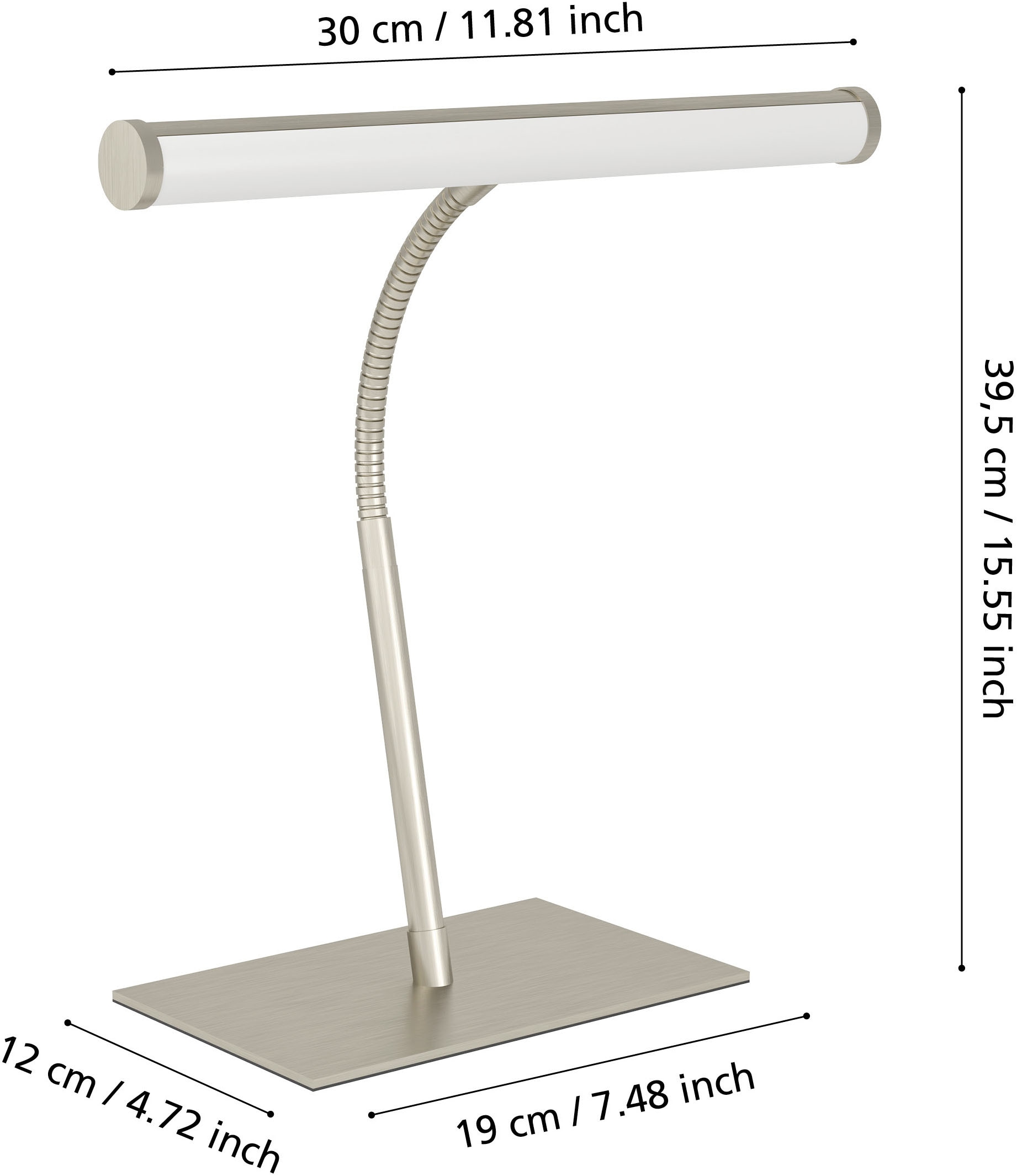 EGLO Tischleuchte »RICCIONE Tischlampe - Stahl, Alu - LED - 1X5W - IP20« LED-Modul 1 Stk. Kaltweiß | Neutralweiß | Warmweiß Nachttischlampe, Schreibtischleuchte, Leselampe, L30 x B19 x H39,5 cm