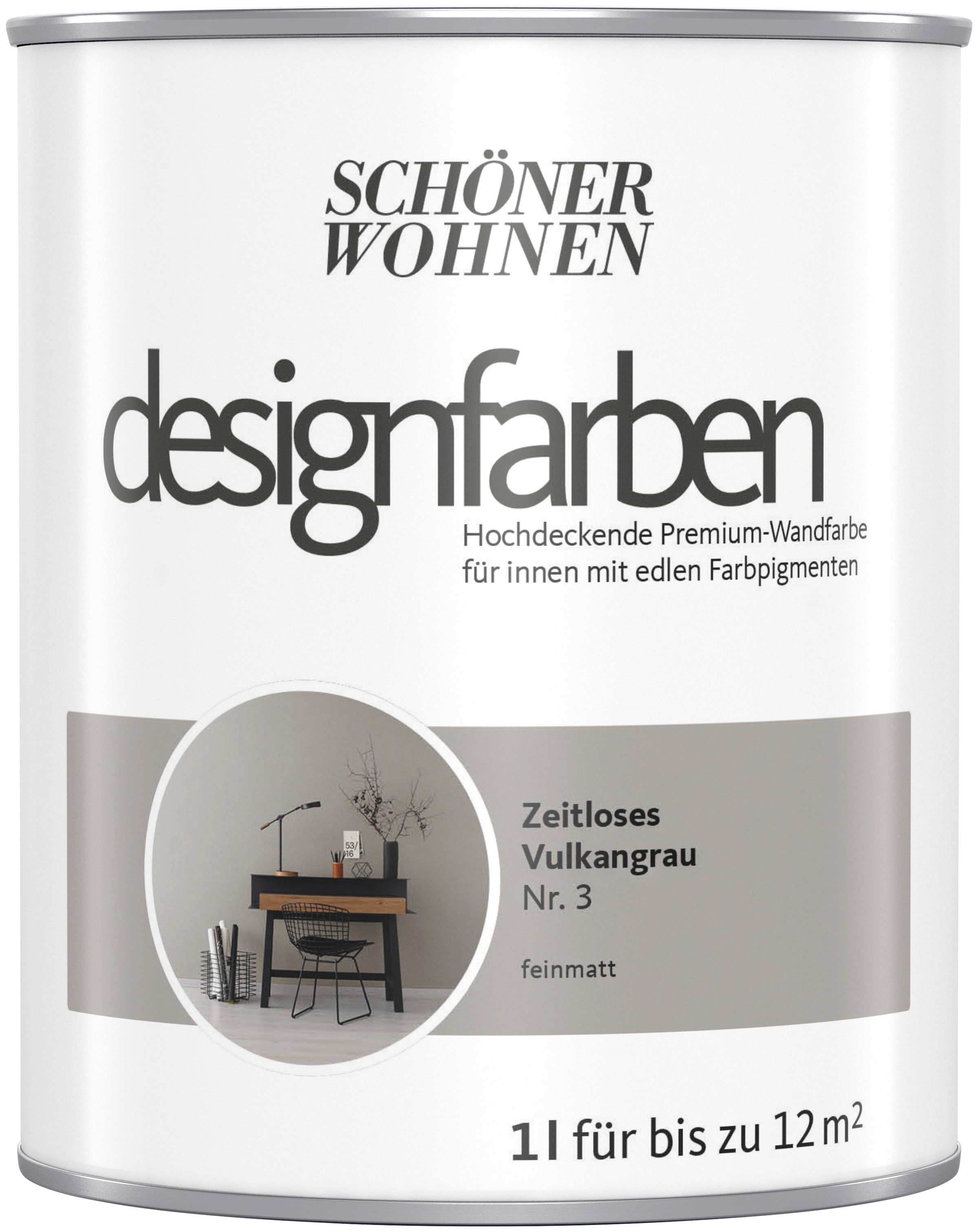 SCHÖNER WOHNEN-Kollektion Wand- und Deckenfarbe »Designfarben«, (1), hochdeckend, Zeitloses Vulkangrau, matt, 1 l