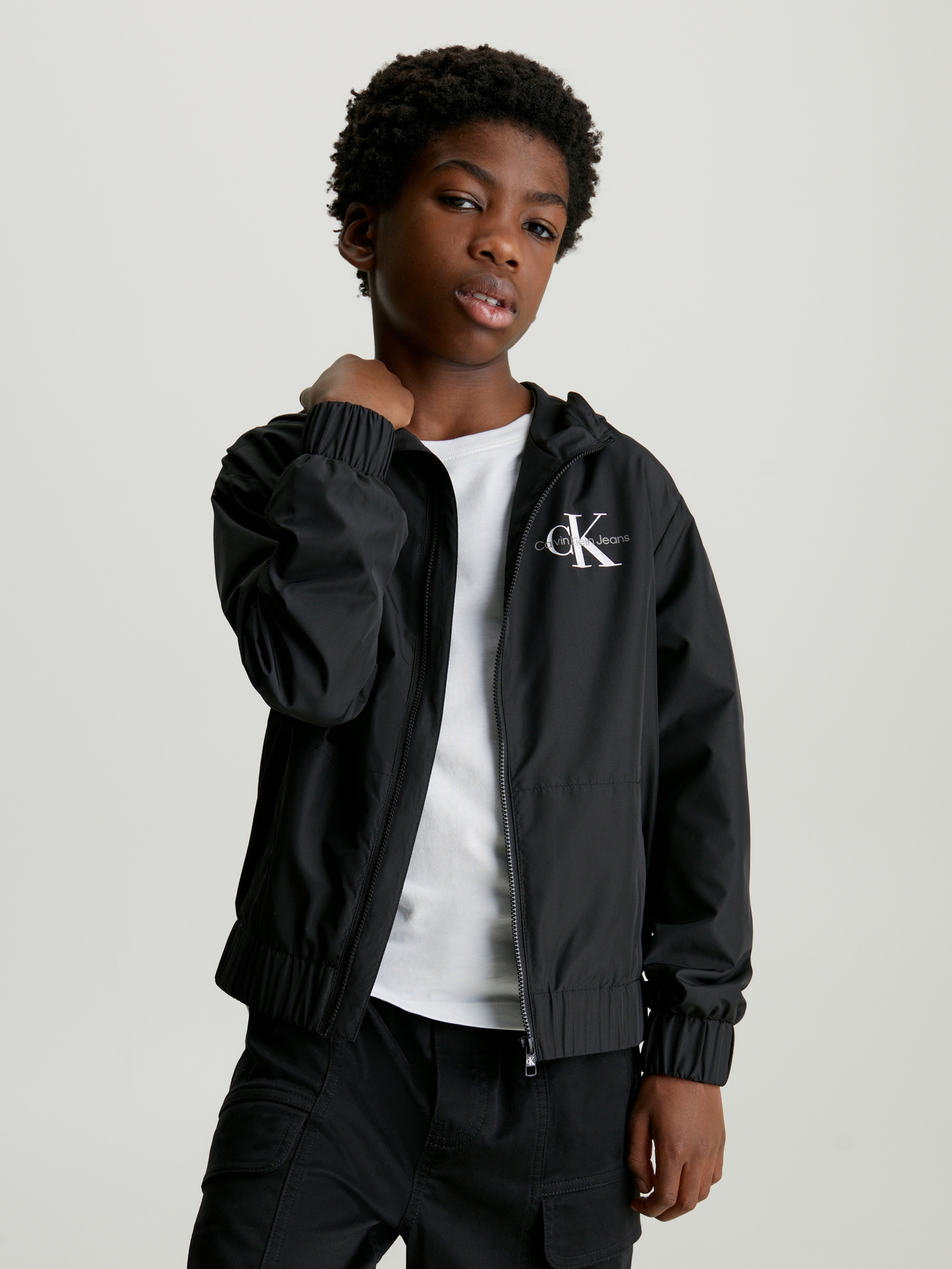 Calvin Klein Jeans Blouson »MONOLOGO ESSENTIAL JACKET«, mit Kapuze, Kinder bis 16 Jahre