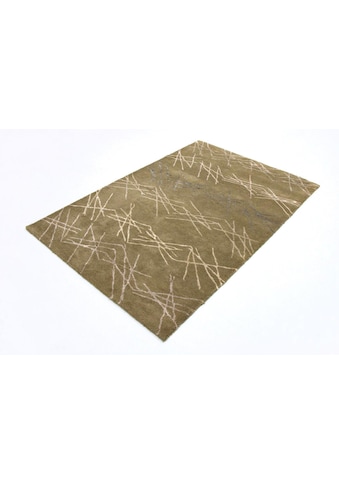 Wollteppich »Designer Teppich handgetuftet grün«, rechteckig