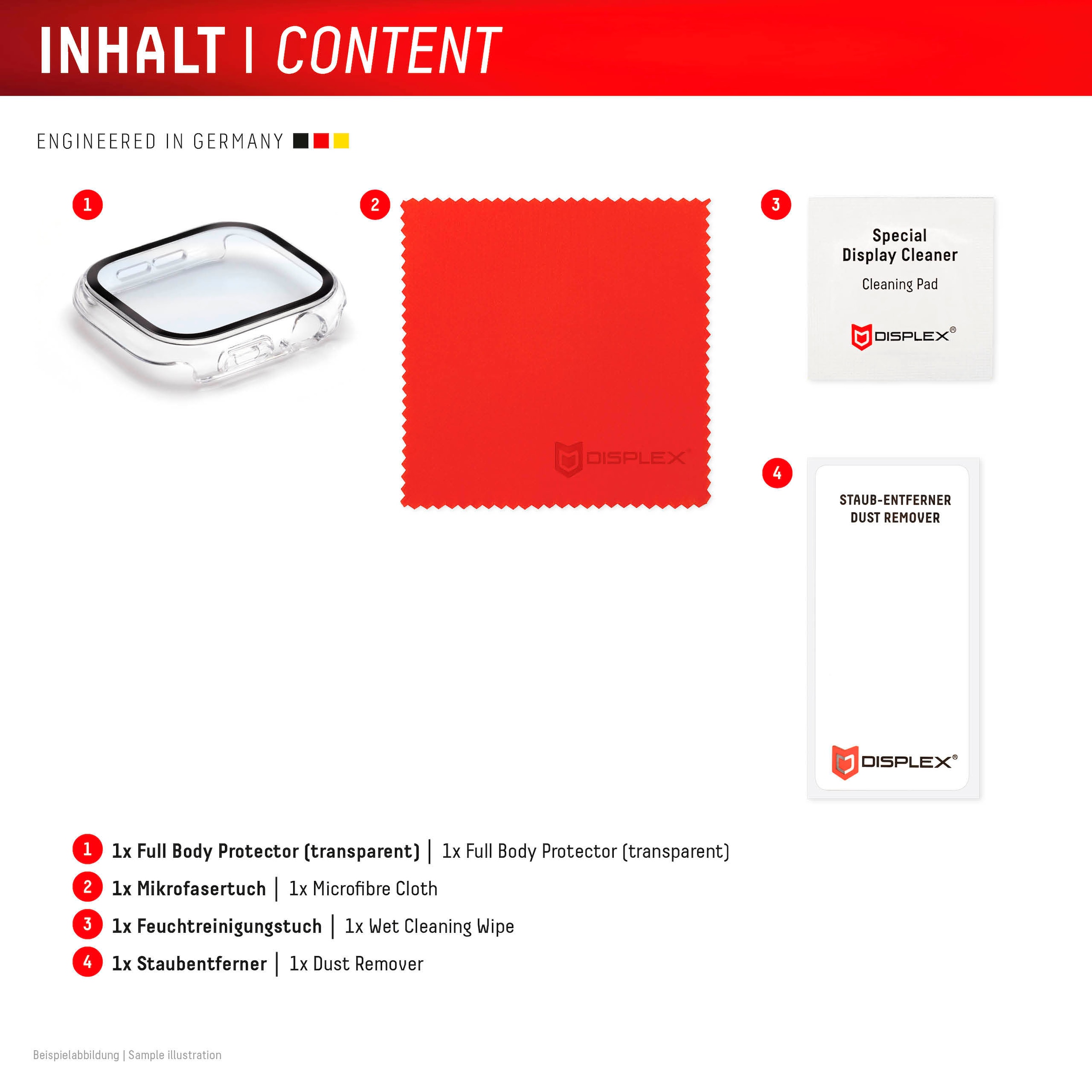 Displex Displayschutzglas »Smartwatch Glass All-In-One Protector Full Body« für Apple Watch Series 10 46 mm;Apple Watch Series 11 46 mm Displayschutzfolie, Schutzfolie, Bildschirmschutz, kratz- & stoßfest