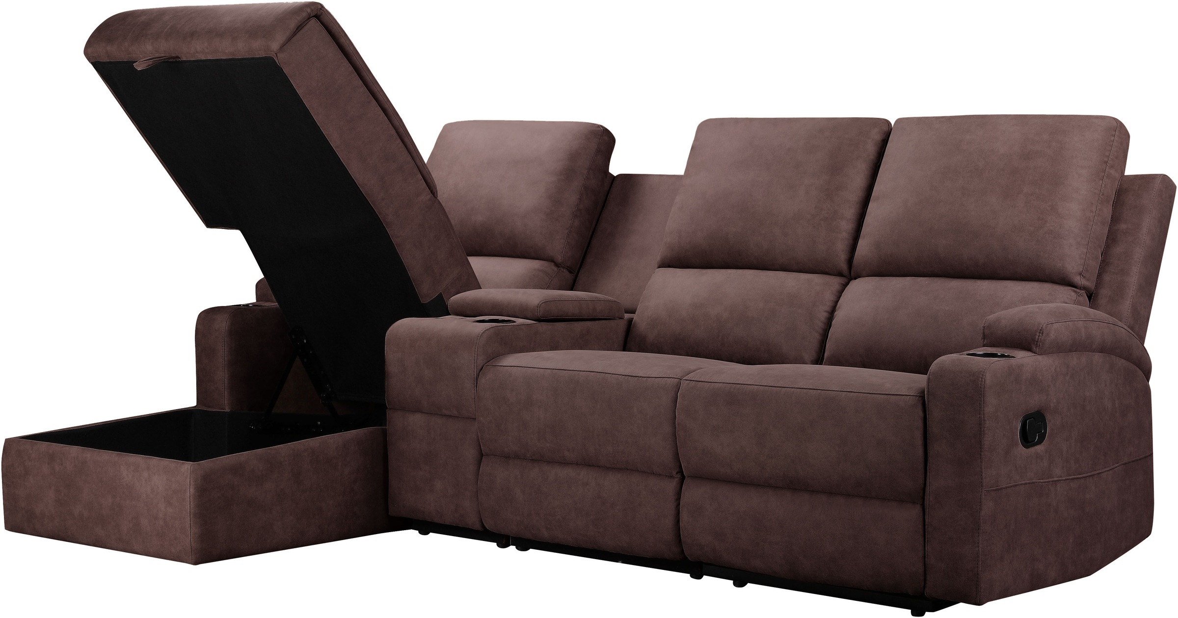 Home affaire Ecksofa »Napori Multimediasofa, 3er Kinosessel XXL, L-Form,«, Kinosofa mit Relaxfunktion, Getränkehalter, Staufach und Staukasten