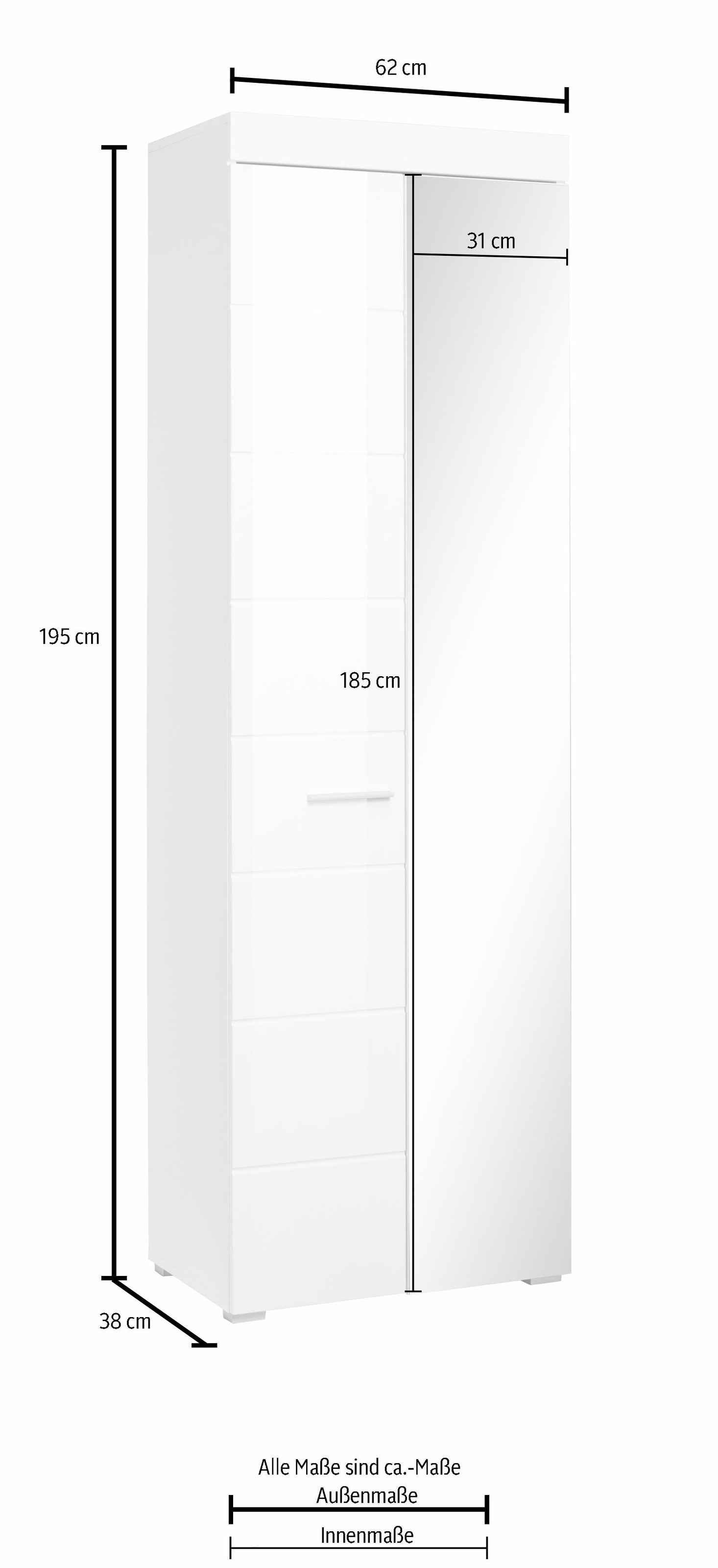INOSIGN Garderobenschrank »Avena«, Flurschrank mit Spiegeltür - (B/T/H) 80/12/72 cm