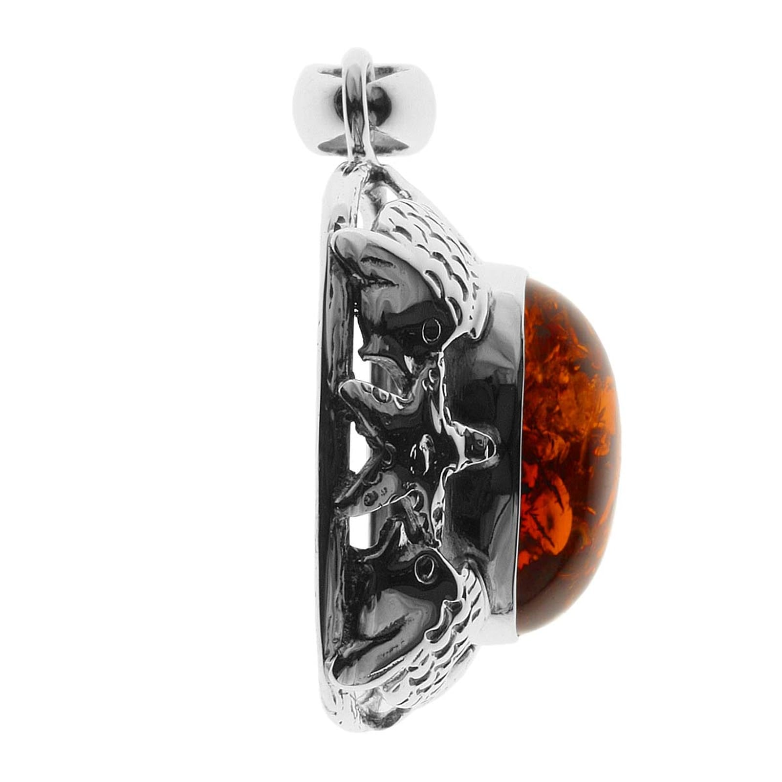 OSTSEE-SCHMUCK Kettenanhänger »- Fischland 34x21 mm - Silber 925/000 - Bernstein«