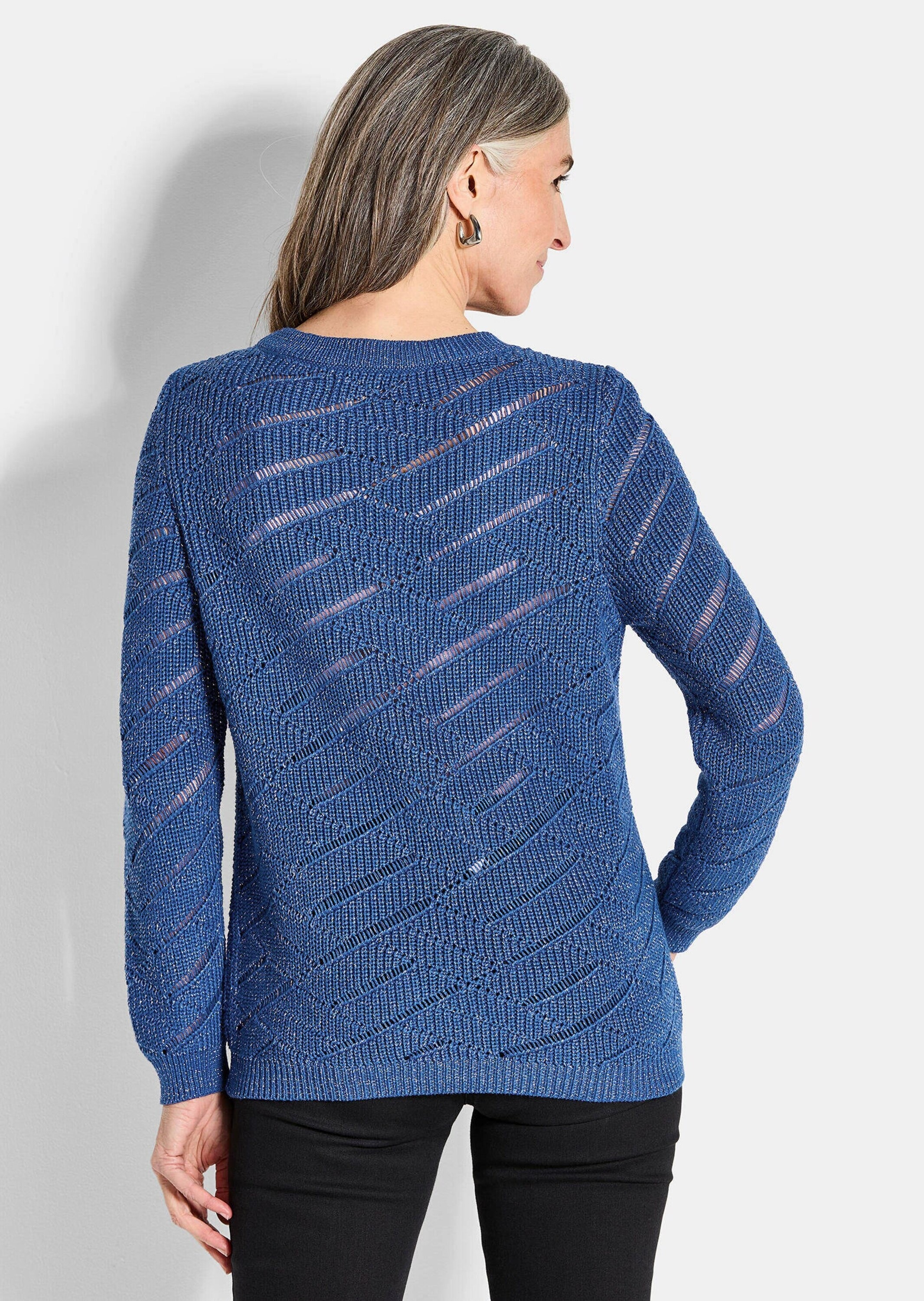 GOLDNER Rundhalspullover »Kurzgröße Eleganter Langarm-Strick mit Glanz«