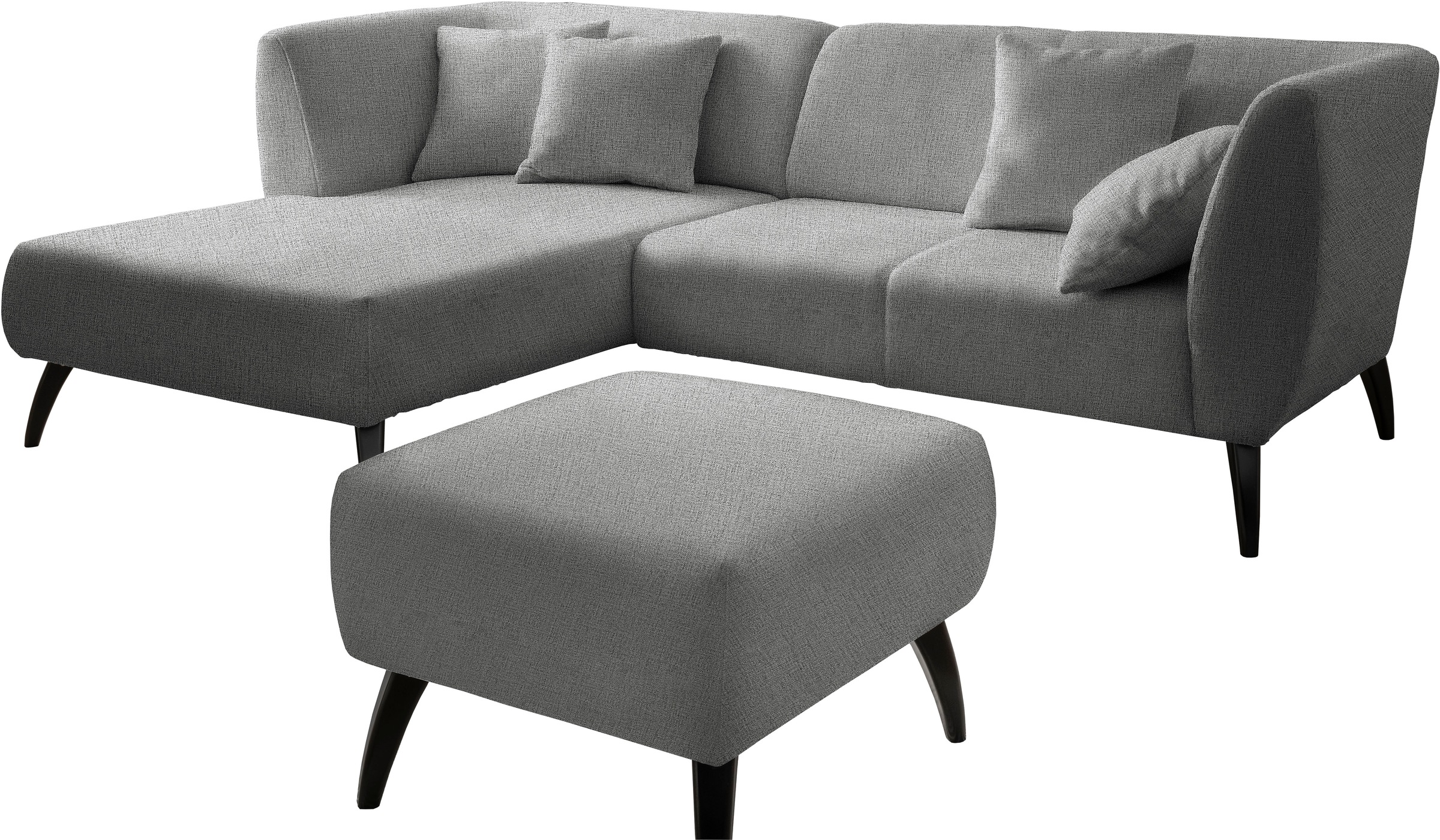 INOSIGN Ecksofa »Colori L-Form«, Holzfußfarbe wählbar, inkl. 4x Zierkissen