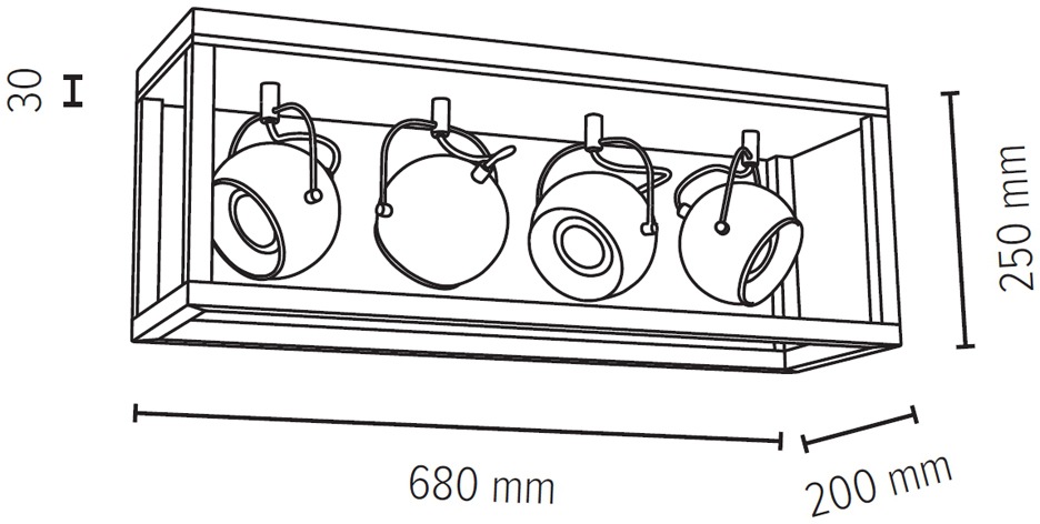 SPOT Light LED Deckenleuchte »ROY«, 4 flammig, Leuchtmittel GU10 | LED wechselbar, Inklusive LED-Leuchtmittel, Naturprodukt aus Eichenholz