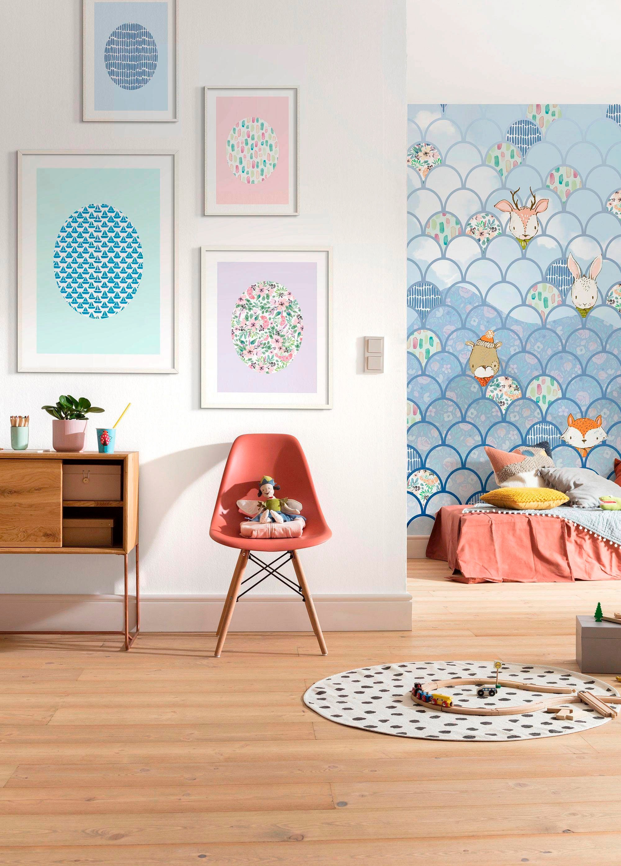 Komar Bild »Shelly Patterns Blue«, Formen-Kunst, (1 St.), Wandbild zur Dekoration - ohne Rahmen