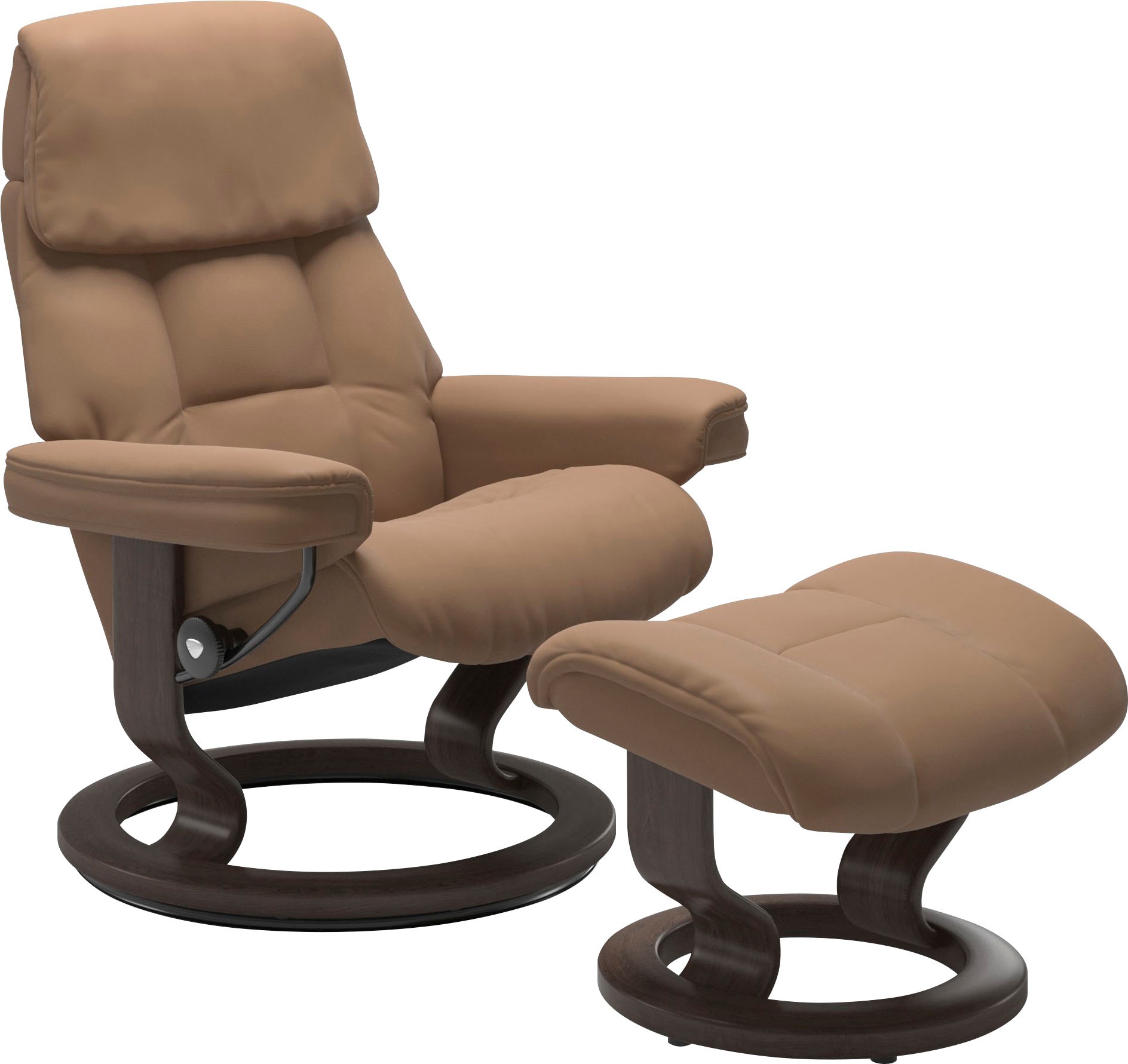 Stressless® Relaxsessel »Ruby«, (Set, Relaxsessel mit Hocker), mit Classic Base, Größe M, Gestell Eiche, Wenge, Braun & Schwarz